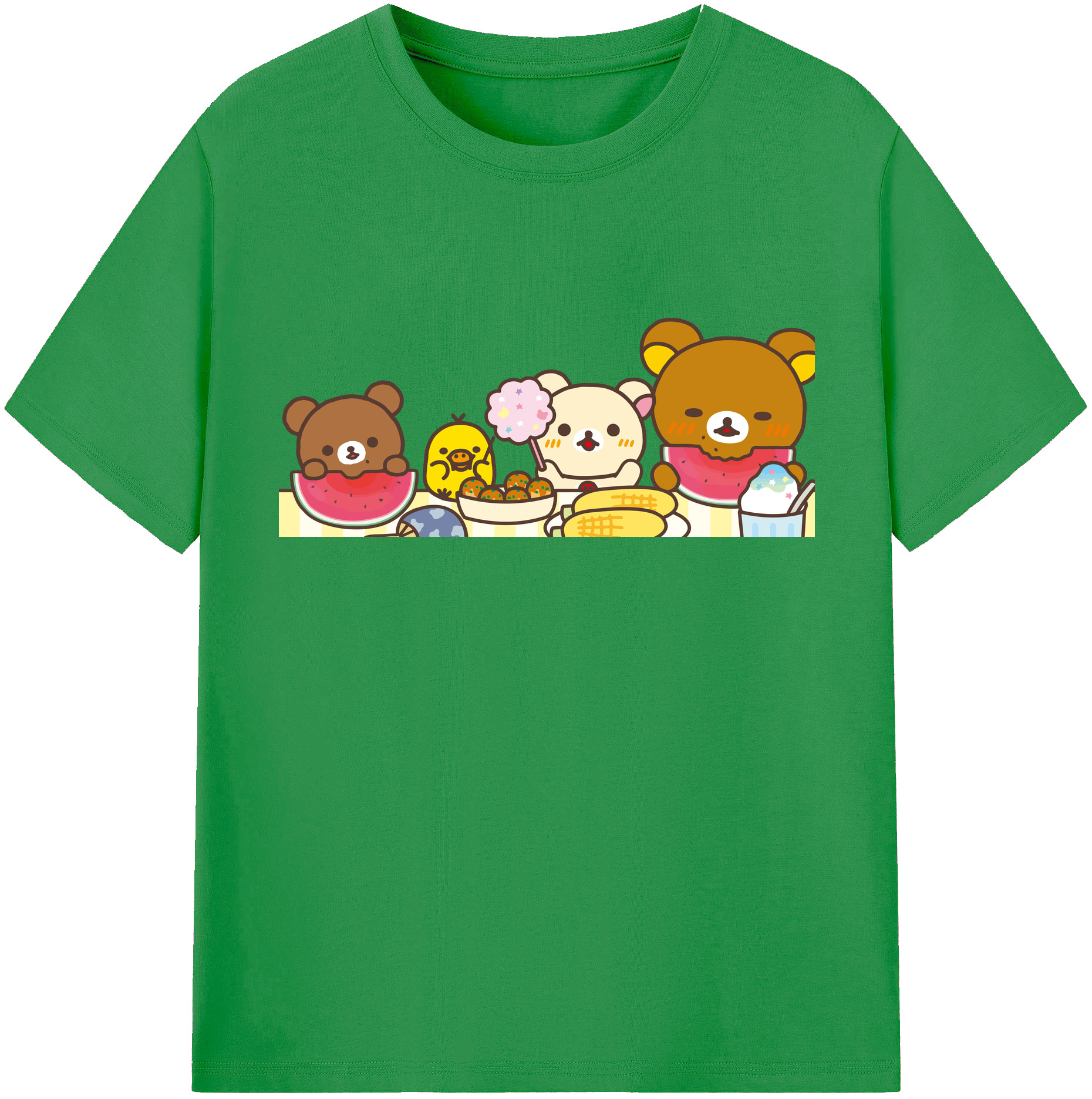 （画像用） リラックマ リラックマ キイロイトリ Rilakkuma Korilakkuma Kiiroitori レディースカジュアルプリントTシャツ（綿100％）