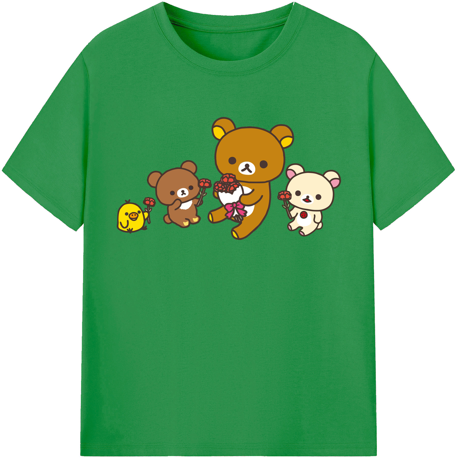 （画像用） リラックマ リラックマ キイロイトリ Rilakkuma Korilakkuma Kiiroitori レディースカジュアルプリントTシャツ（綿100％）