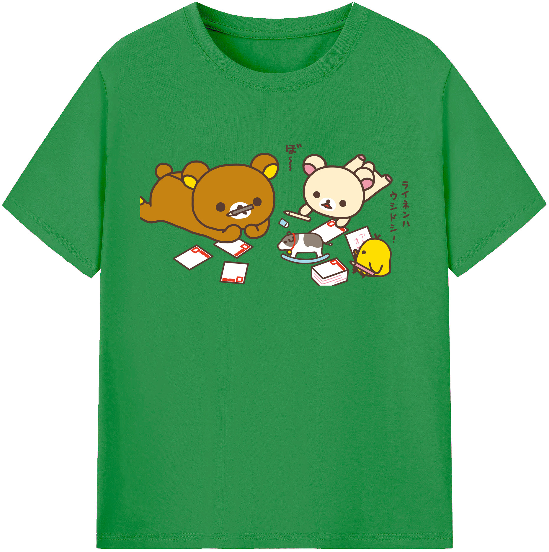 （画像用） リラックマ リラックマ キイロイトリ Rilakkuma Korilakkuma Kiiroitori レディースカジュアルプリントTシャツ（綿100％）