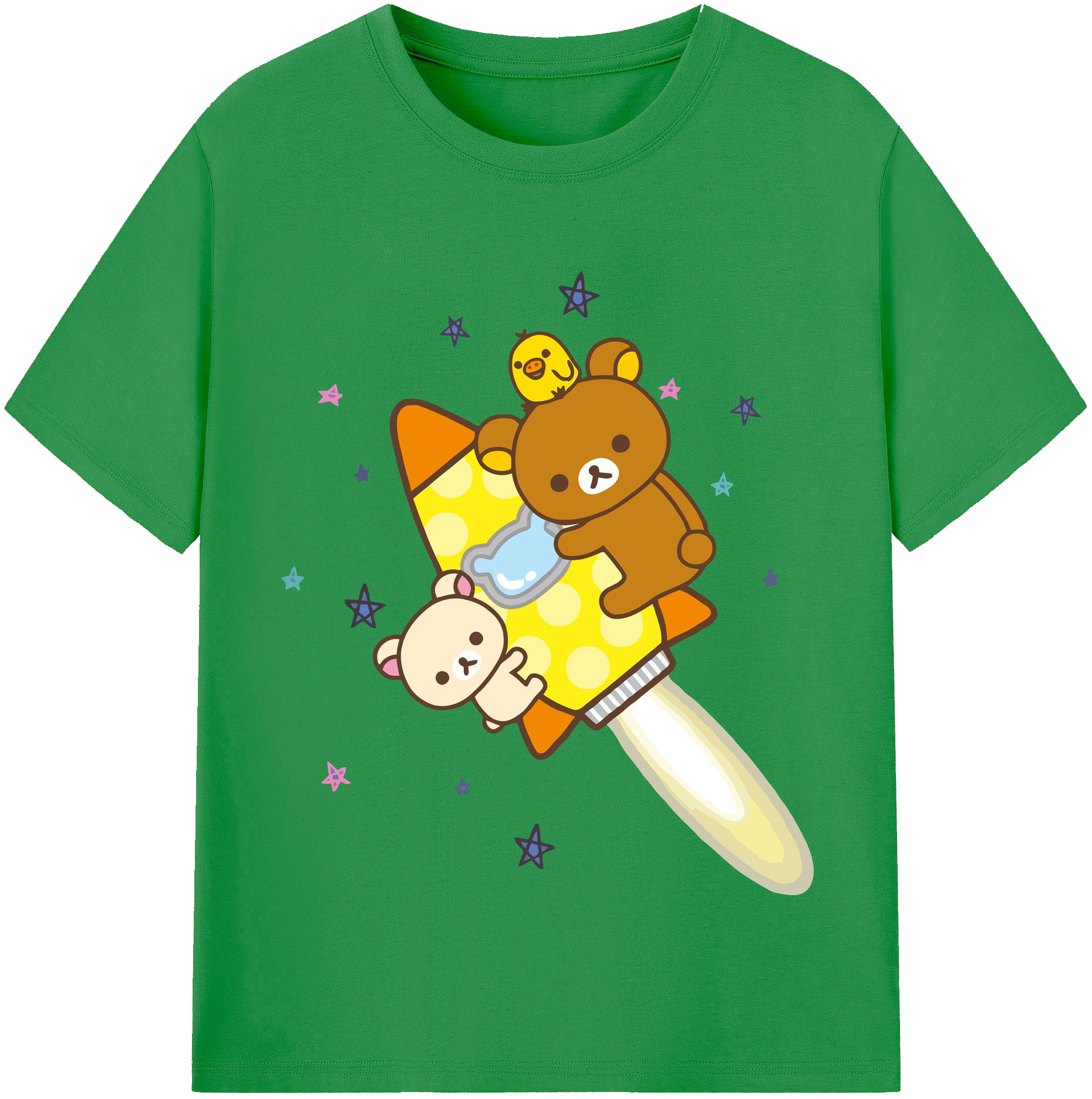 （画像用） リラックマ リラックマ キイロイトリ Rilakkuma Korilakkuma Kiiroitori レディースカジュアルプリントTシャツ（綿100％）