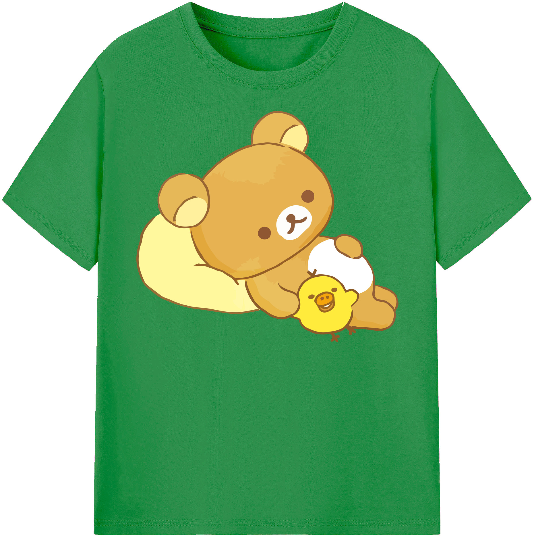 （画像用） リラックマ リラックマ キイロイトリ Rilakkuma Korilakkuma Kiiroitori レディースカジュアルプリントTシャツ（綿100％）
