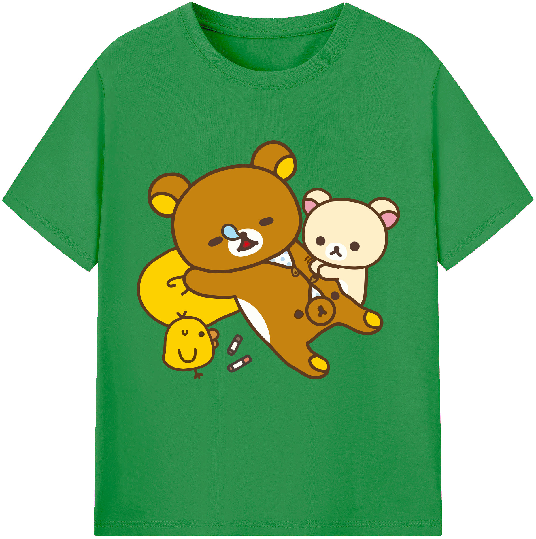 （画像用） リラックマ リラックマ キイロイトリ Rilakkuma Korilakkuma Kiiroitori レディースカジュアルプリントTシャツ（綿100％）