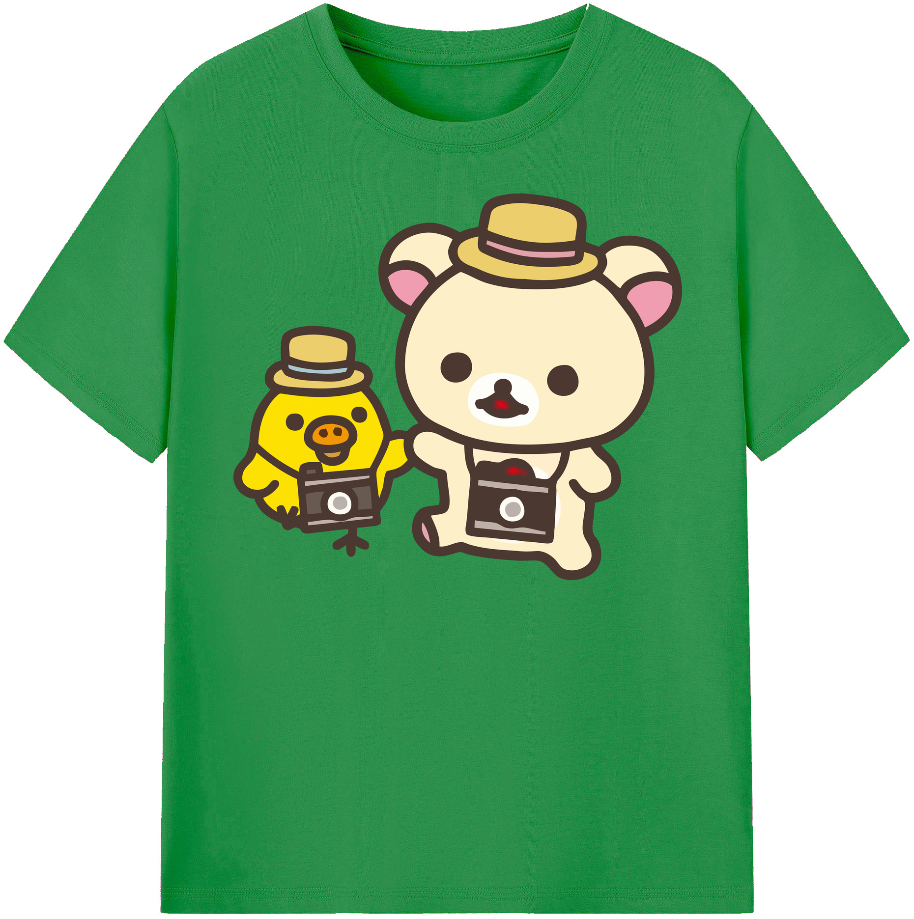 （画像用） リラックマ リラックマ キイロイトリ Rilakkuma Korilakkuma Kiiroitori レディースカジュアルプリントTシャツ（綿100％）