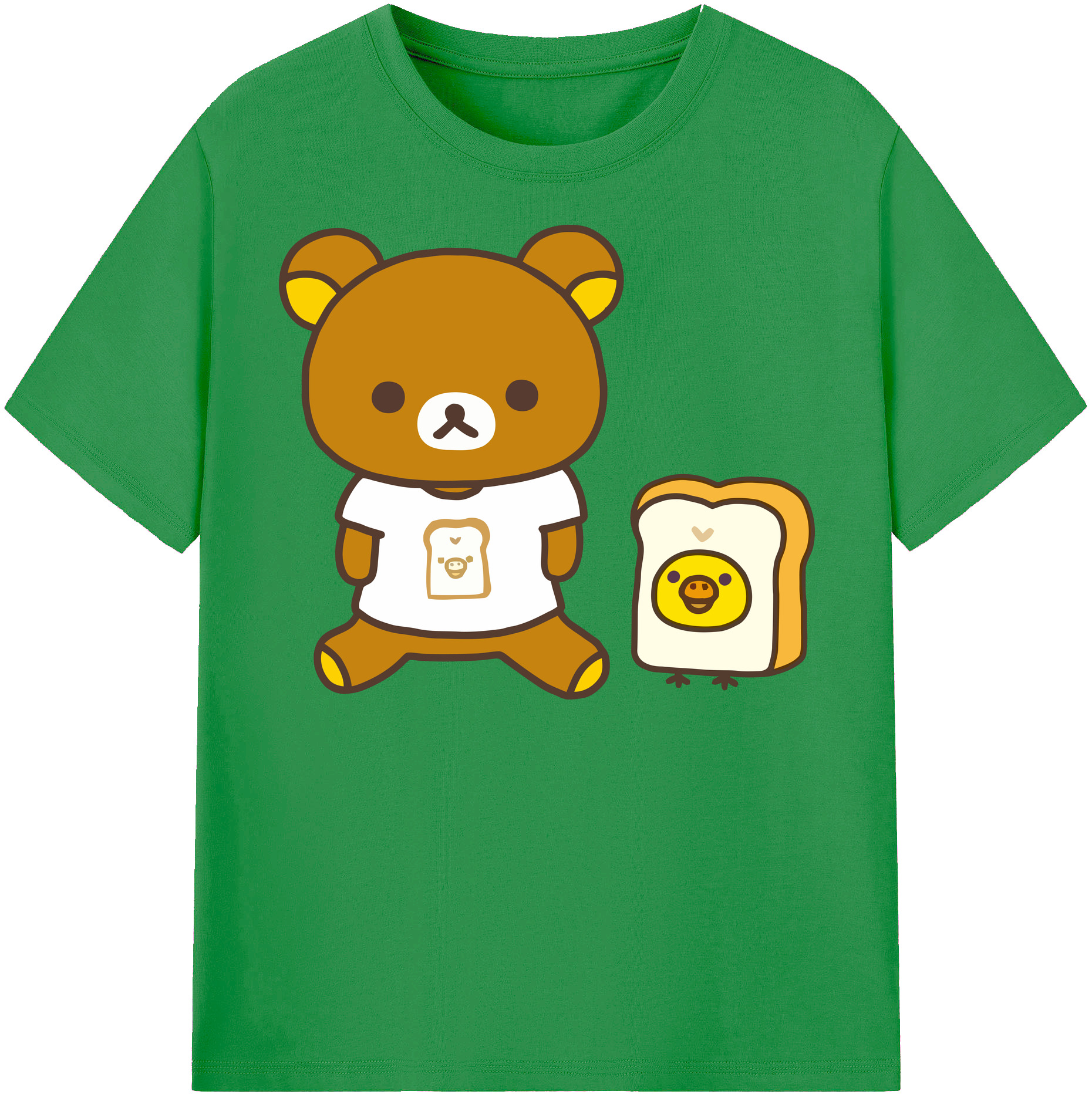 （画像用） リラックマ リラックマ キイロイトリ Rilakkuma Korilakkuma Kiiroitori レディースカジュアルプリントTシャツ（綿100％）