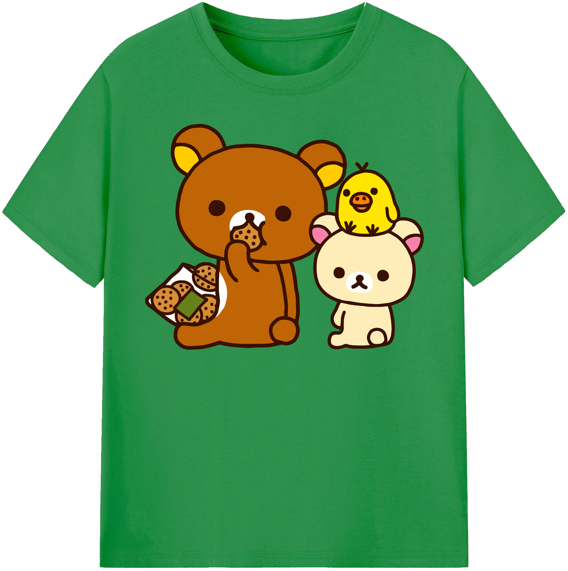 （画像用） リラックマ リラックマ キイロイトリ Rilakkuma Korilakkuma Kiiroitori レディースカジュアルプリントTシャツ（綿100％）