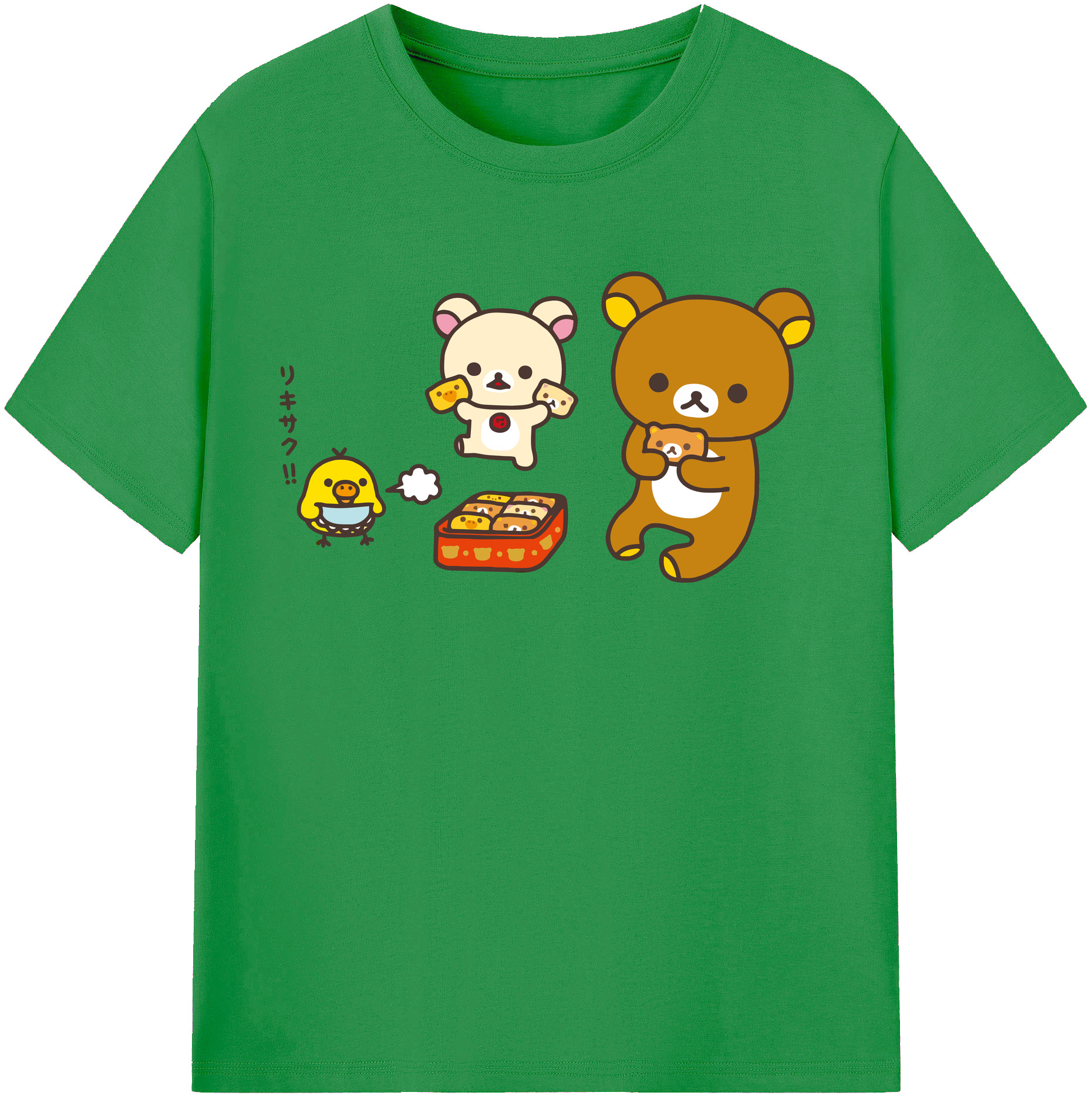 （画像用） リラックマ リラックマ キイロイトリ Rilakkuma Korilakkuma Kiiroitori レディースカジュアルプリントTシャツ（綿100％）