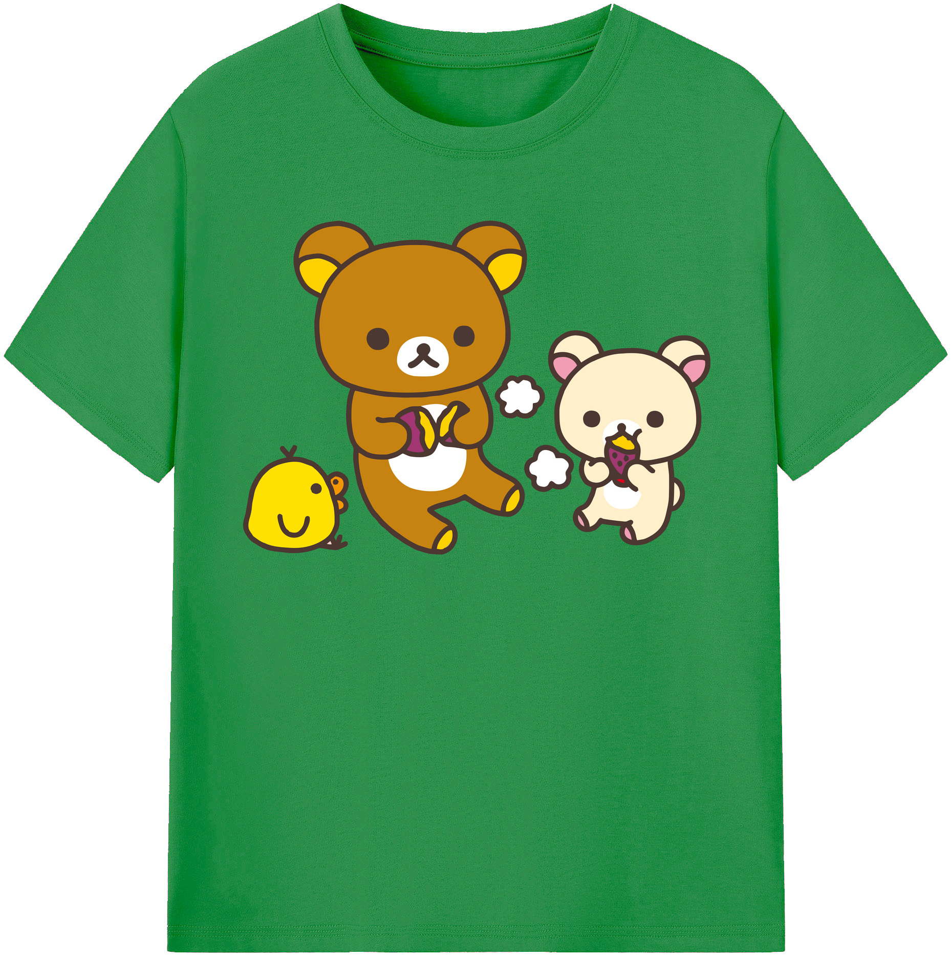 （画像用） リラックマ リラックマ キイロイトリ Rilakkuma Korilakkuma Kiiroitori レディースカジュアルプリントTシャツ（綿100％）