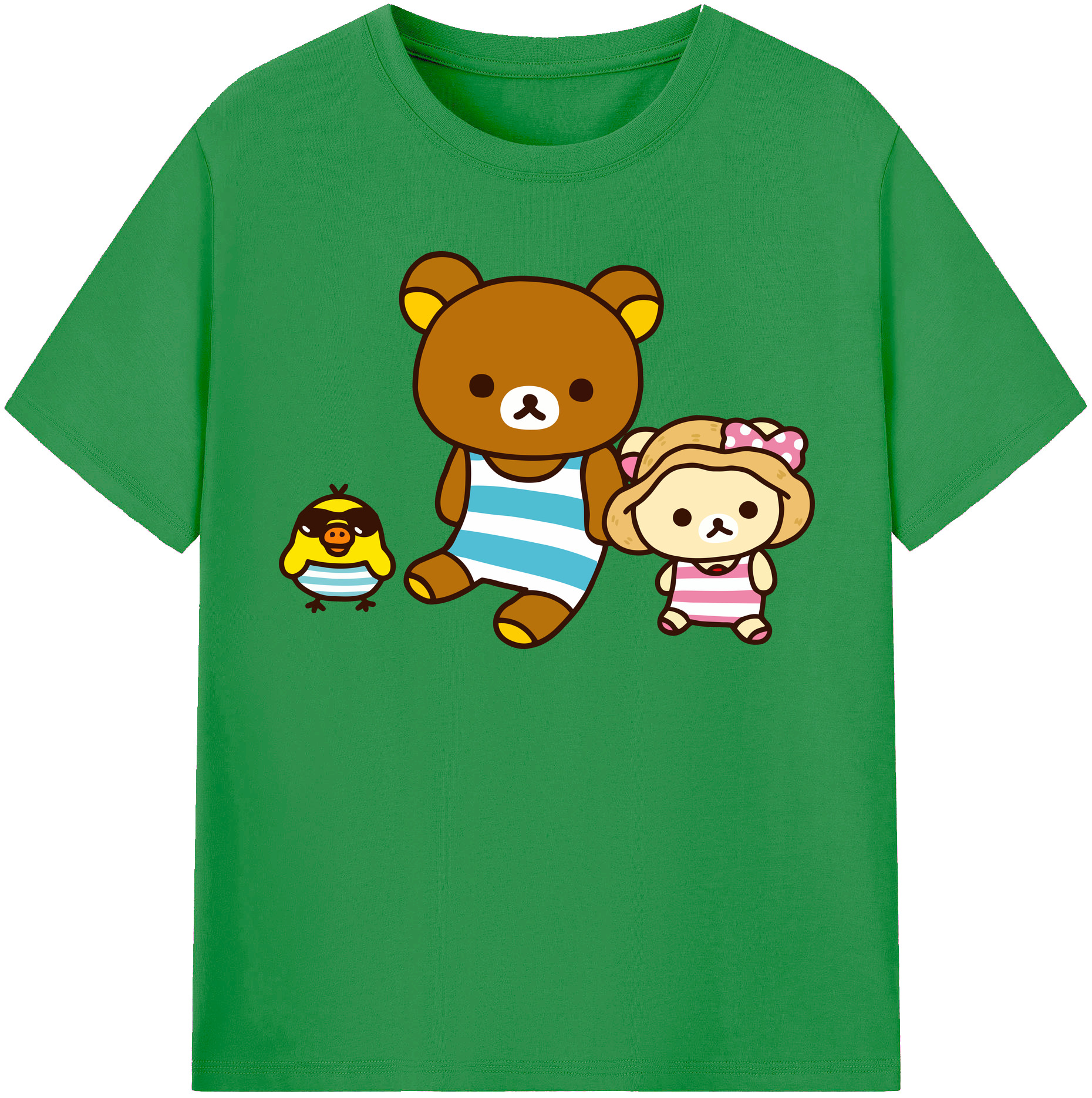 （画像用） リラックマ リラックマ キイロイトリ Rilakkuma Korilakkuma Kiiroitori レディースカジュアルプリントTシャツ（綿100％）
