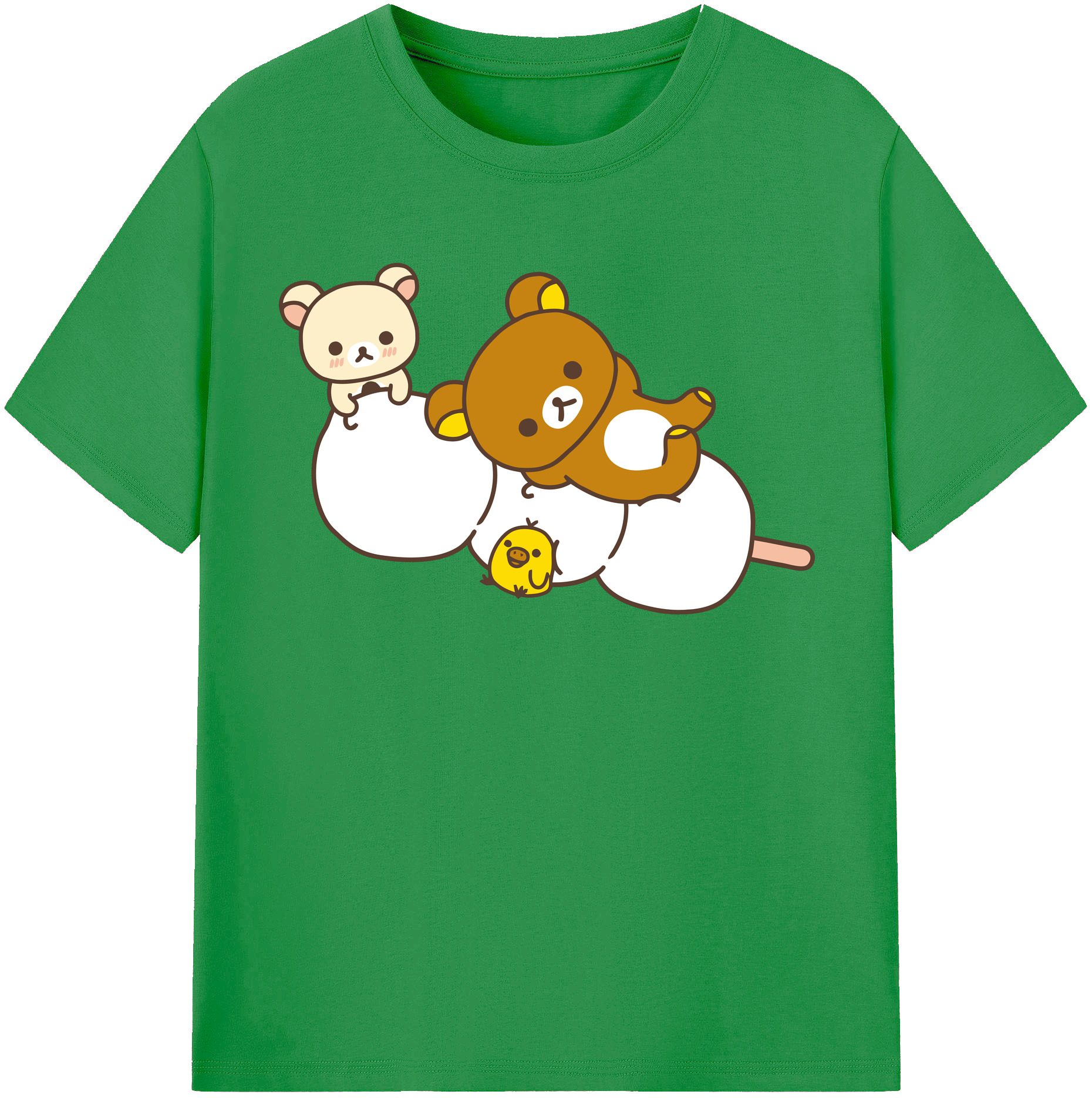 （画像用） リラックマ リラックマ キイロイトリ Rilakkuma Korilakkuma Kiiroitori レディースカジュアルプリントTシャツ（綿100％）