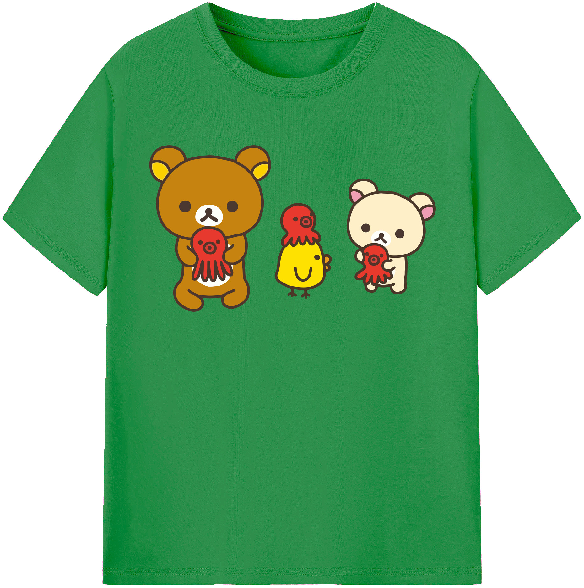 （画像用） リラックマ リラックマ キイロイトリ Rilakkuma Korilakkuma Kiiroitori レディースカジュアルプリントTシャツ（綿100％）