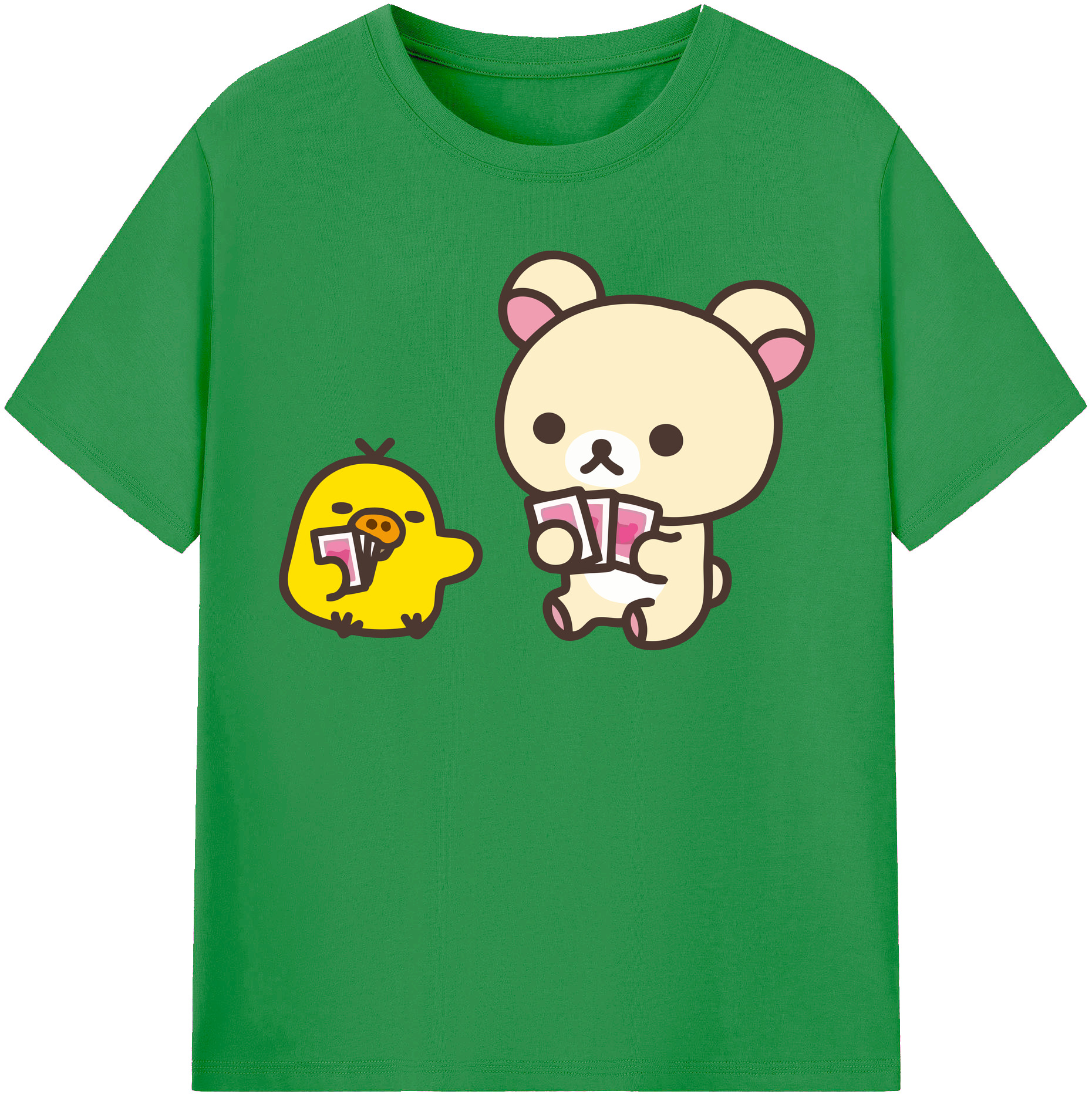 （画像用） リラックマ リラックマ キイロイトリ Rilakkuma Korilakkuma Kiiroitori レディースカジュアルプリントTシャツ（綿100％）