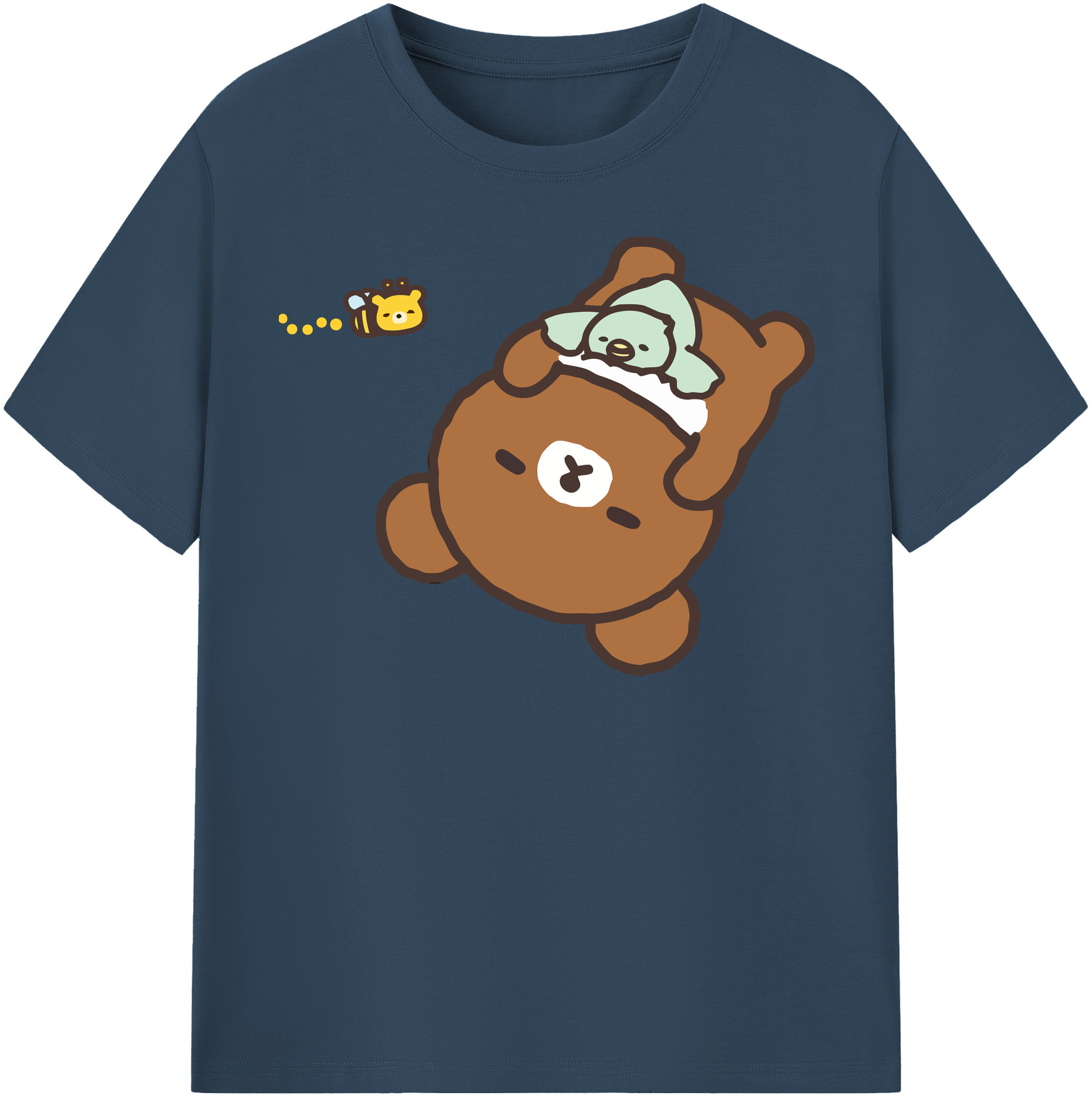 （画像用） リラックマ リラックマ キイロイトリ Rilakkuma Korilakkuma Kiiroitori レディースカジュアルプリントTシャツ（綿100％）