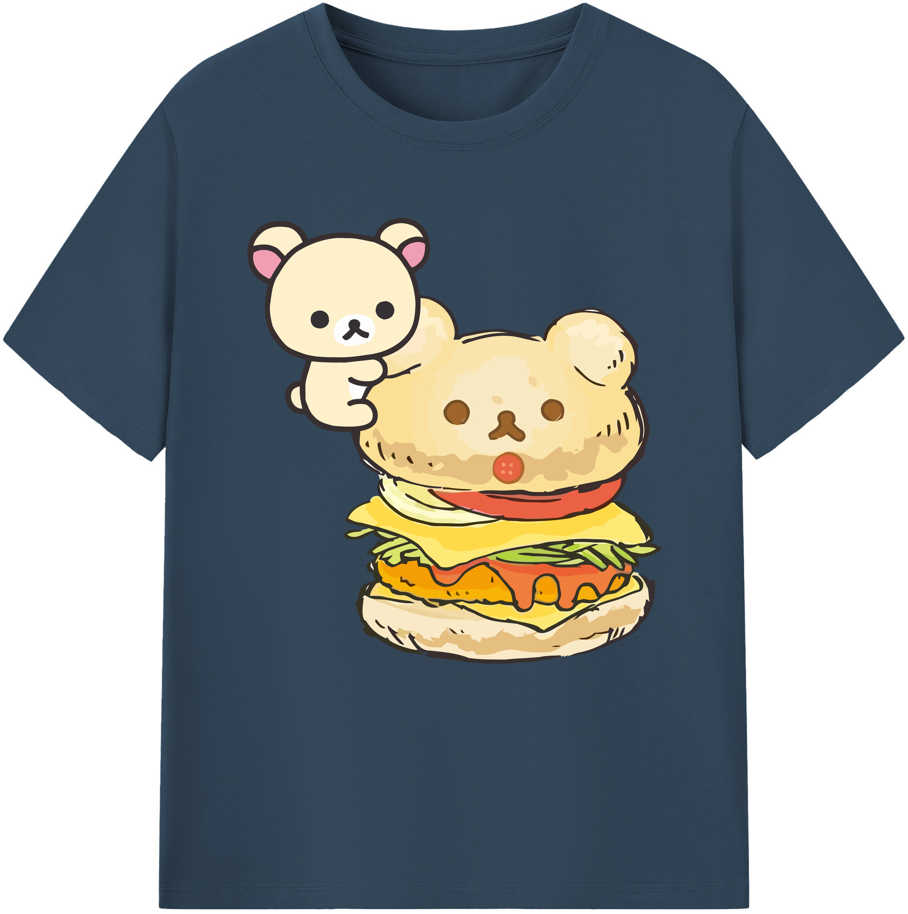 （画像用） リラックマ リラックマ キイロイトリ Rilakkuma Korilakkuma Kiiroitori レディースカジュアルプリントTシャツ（綿100％）