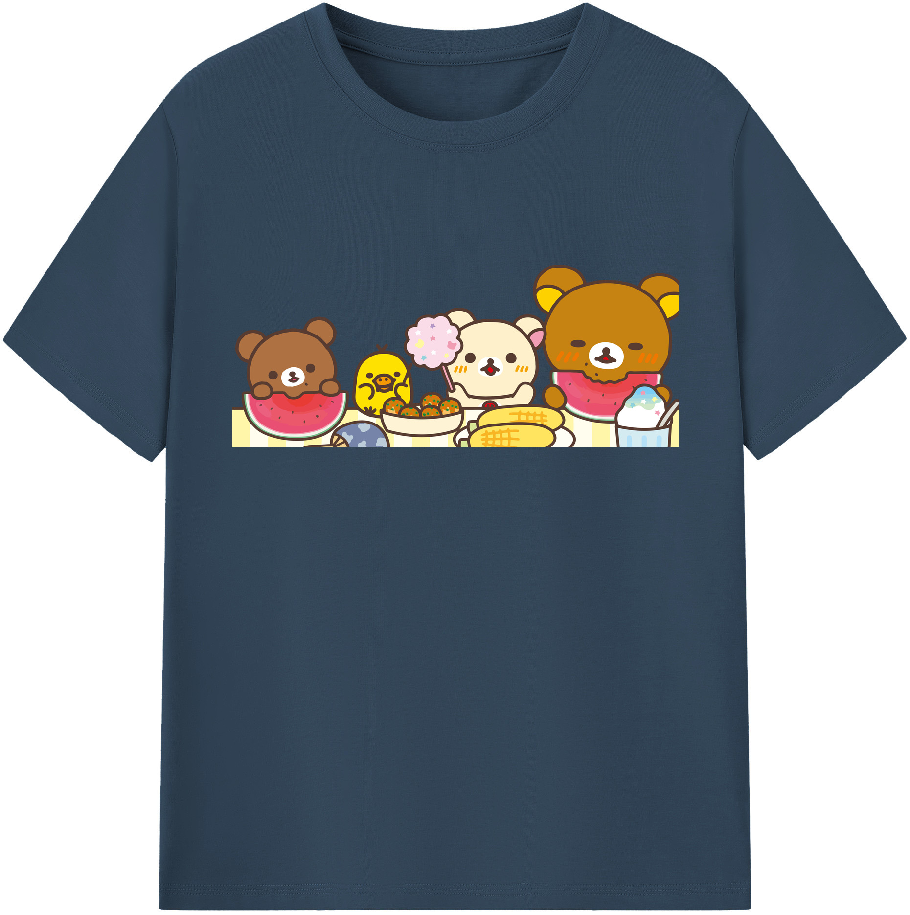 （画像用） リラックマ リラックマ キイロイトリ Rilakkuma Korilakkuma Kiiroitori レディースカジュアルプリントTシャツ（綿100％）