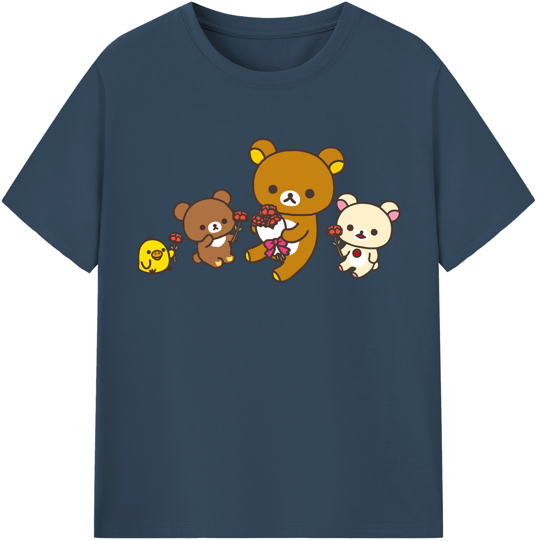 （画像用） リラックマ リラックマ キイロイトリ Rilakkuma Korilakkuma Kiiroitori レディースカジュアルプリントTシャツ（綿100％）