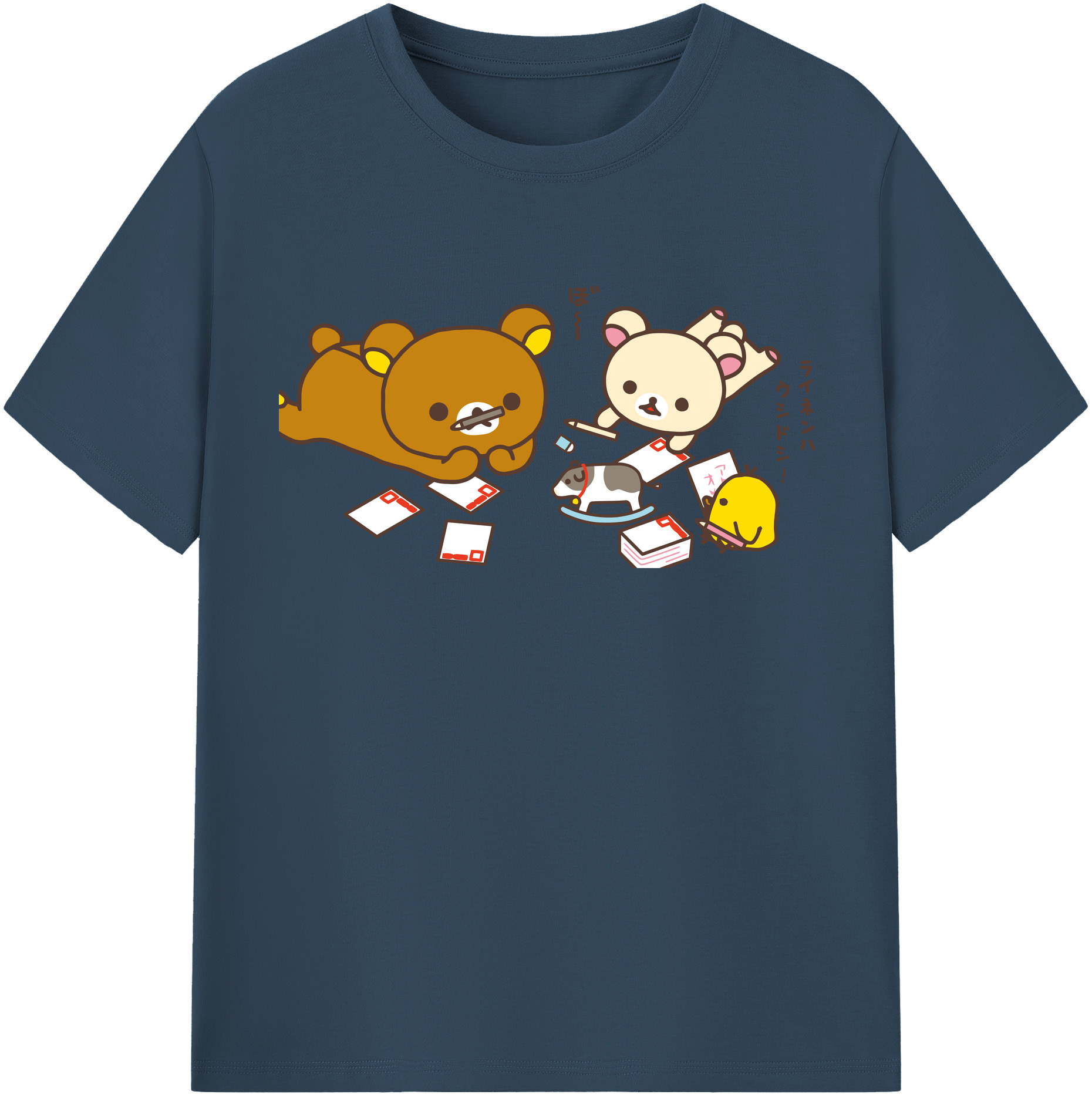 （画像用） リラックマ リラックマ キイロイトリ Rilakkuma Korilakkuma Kiiroitori レディースカジュアルプリントTシャツ（綿100％）