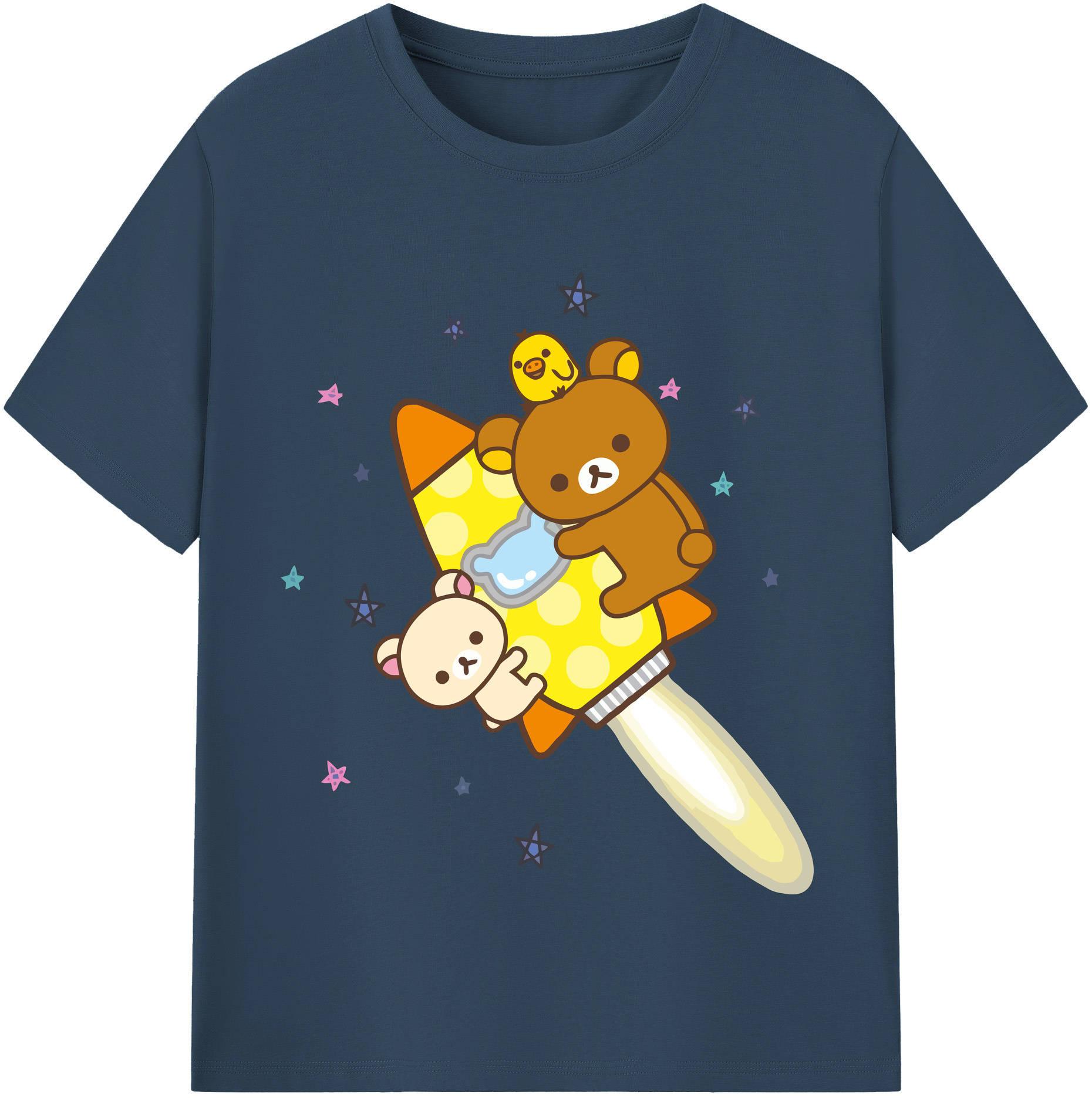 （画像用） リラックマ リラックマ キイロイトリ Rilakkuma Korilakkuma Kiiroitori レディースカジュアルプリントTシャツ（綿100％）