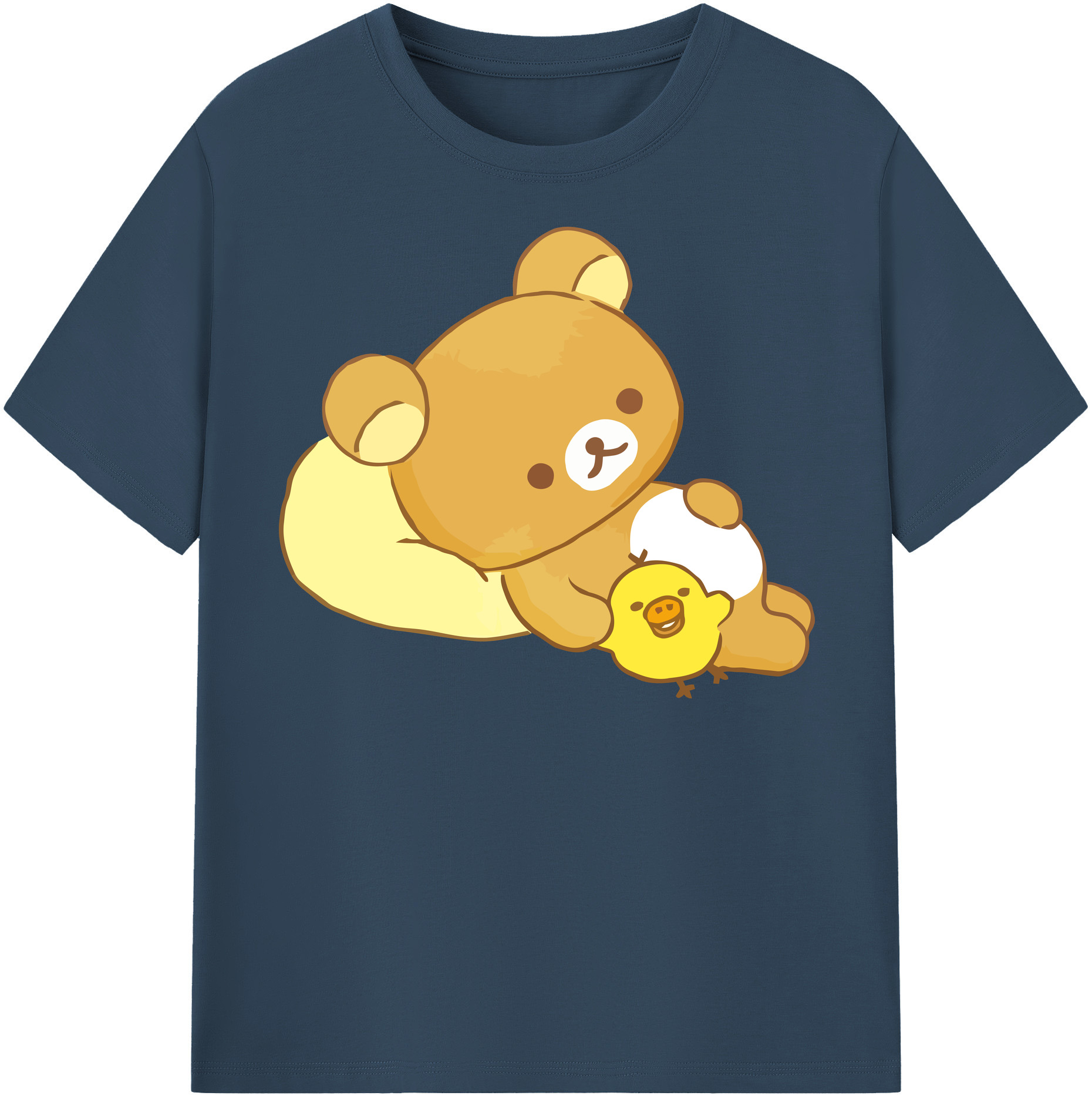 （画像用） リラックマ リラックマ キイロイトリ Rilakkuma Korilakkuma Kiiroitori レディースカジュアルプリントTシャツ（綿100％）