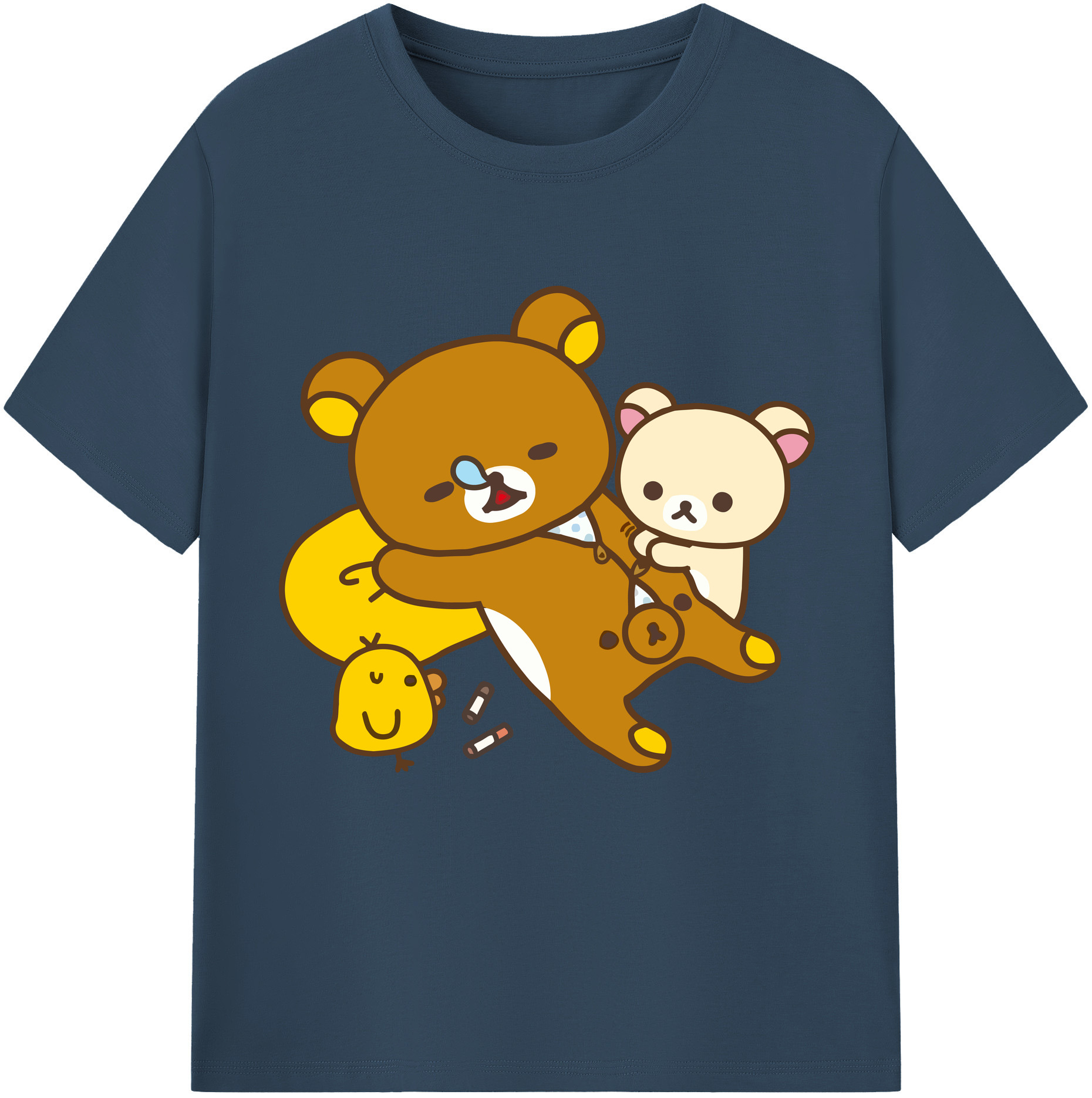 （画像用） リラックマ リラックマ キイロイトリ Rilakkuma Korilakkuma Kiiroitori レディースカジュアルプリントTシャツ（綿100％）