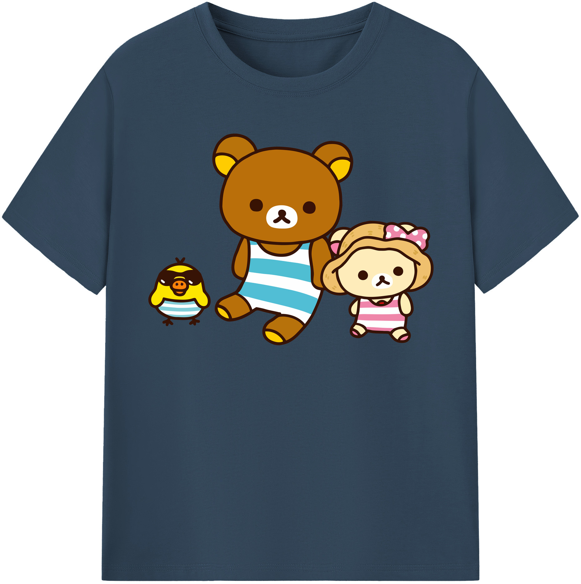 （画像用） リラックマ リラックマ キイロイトリ Rilakkuma Korilakkuma Kiiroitori レディースカジュアルプリントTシャツ（綿100％）