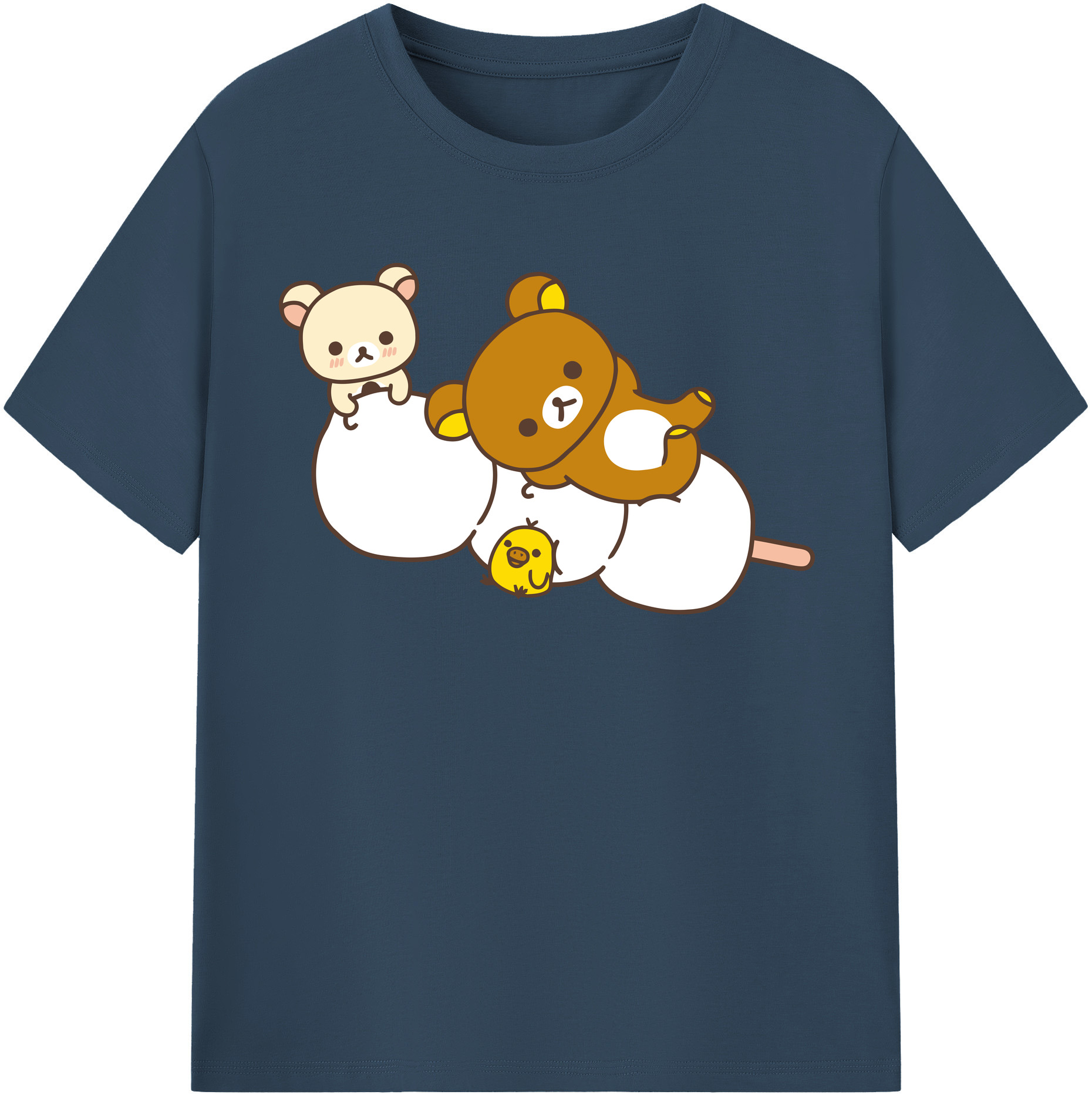 （画像用） リラックマ リラックマ キイロイトリ Rilakkuma Korilakkuma Kiiroitori レディースカジュアルプリントTシャツ（綿100％）