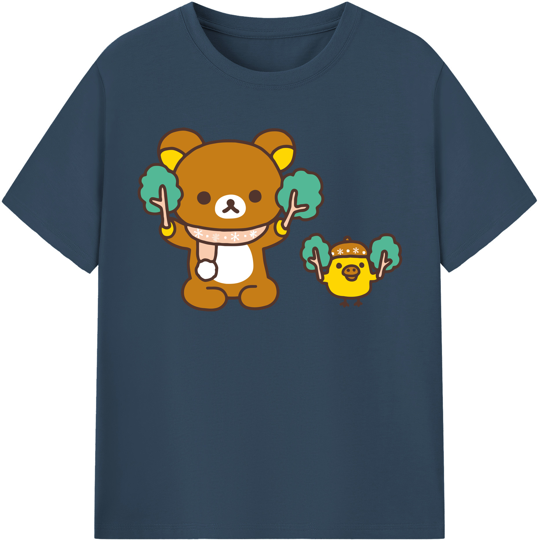 （画像用） リラックマ リラックマ キイロイトリ Rilakkuma Korilakkuma Kiiroitori レディースカジュアルプリントTシャツ（綿100％）