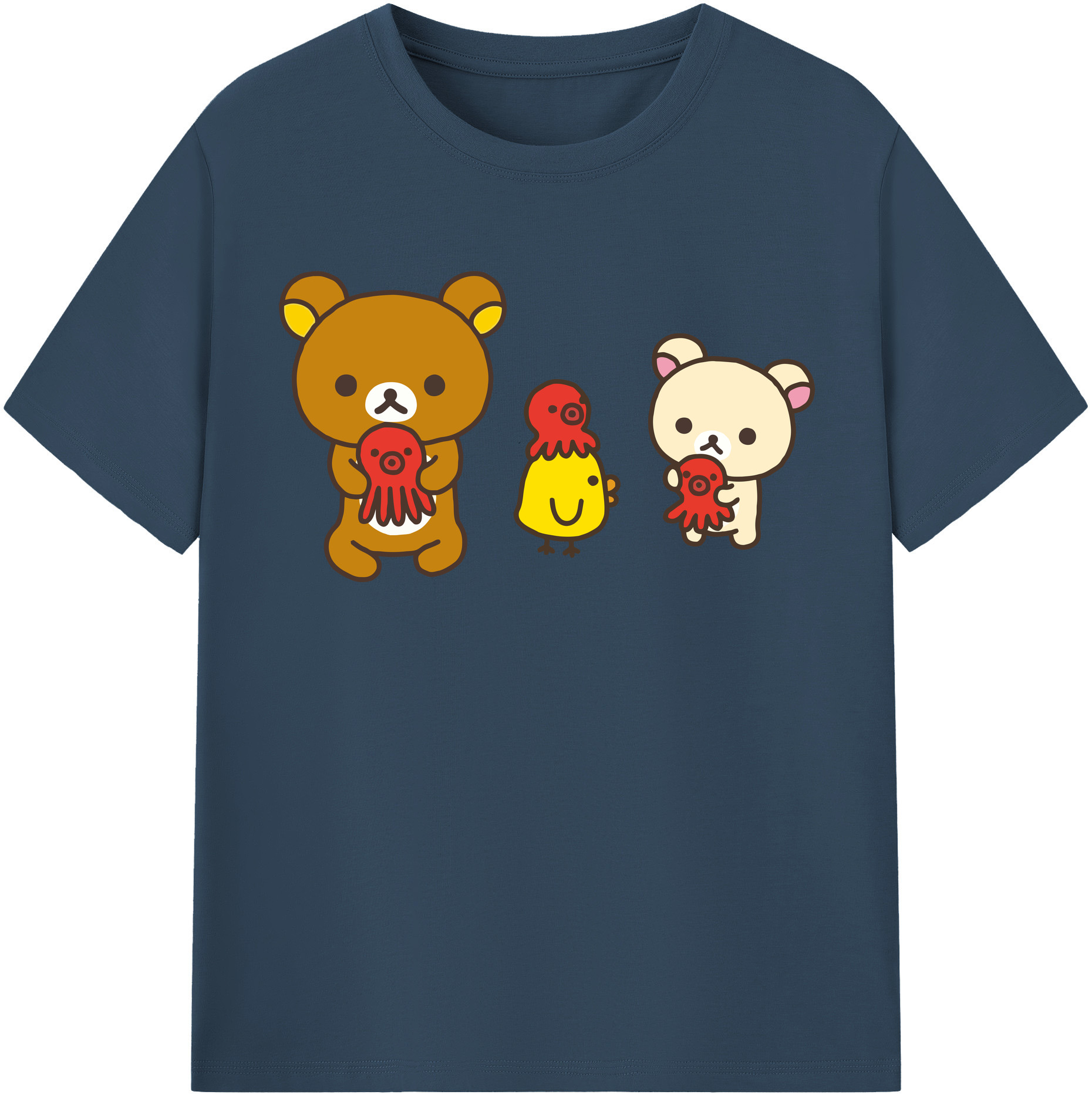（画像用） リラックマ リラックマ キイロイトリ Rilakkuma Korilakkuma Kiiroitori レディースカジュアルプリントTシャツ（綿100％）