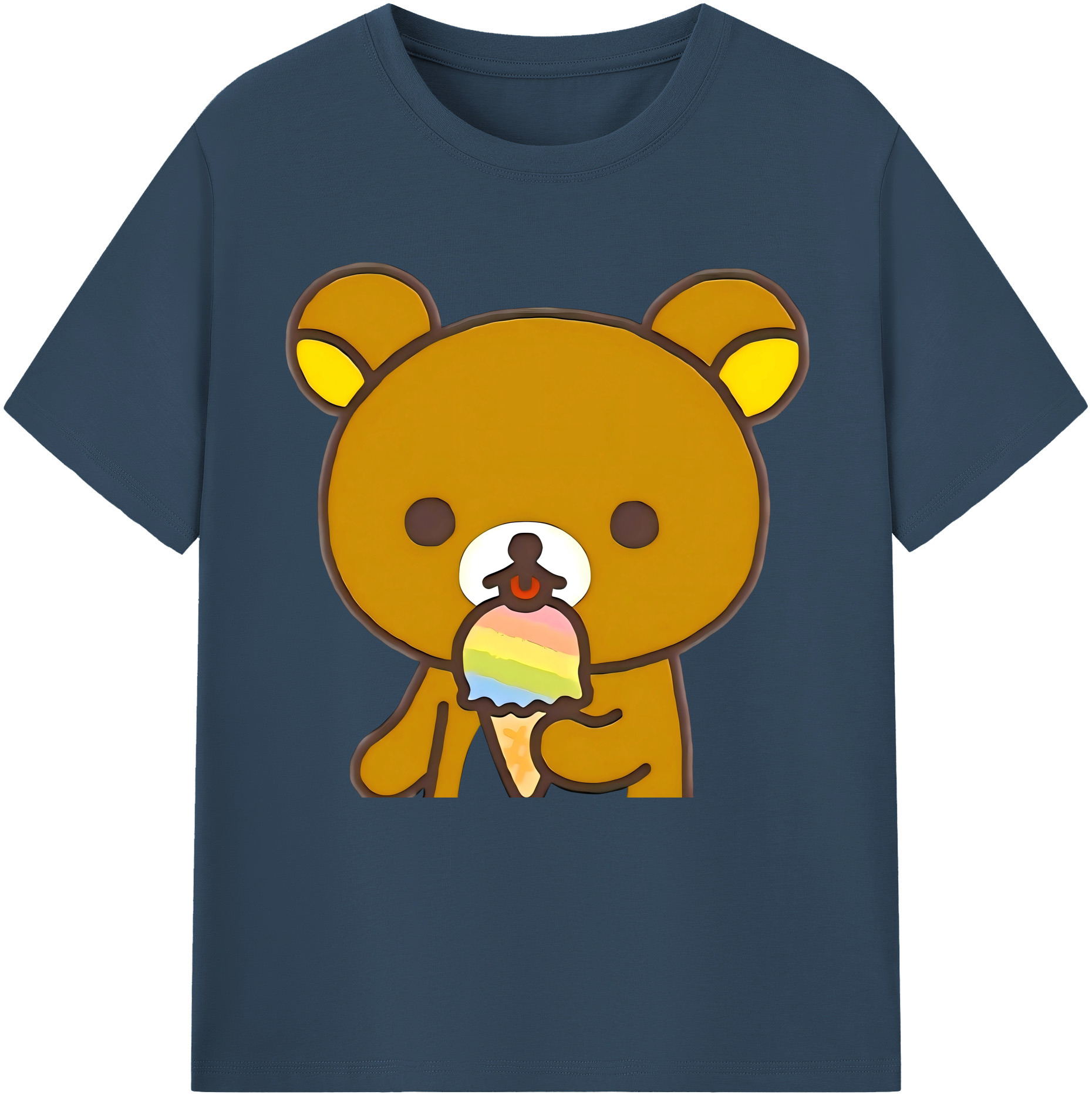 （画像用） リラックマ リラックマ キイロイトリ Rilakkuma Korilakkuma Kiiroitori レディースカジュアルプリントTシャツ（綿100％）