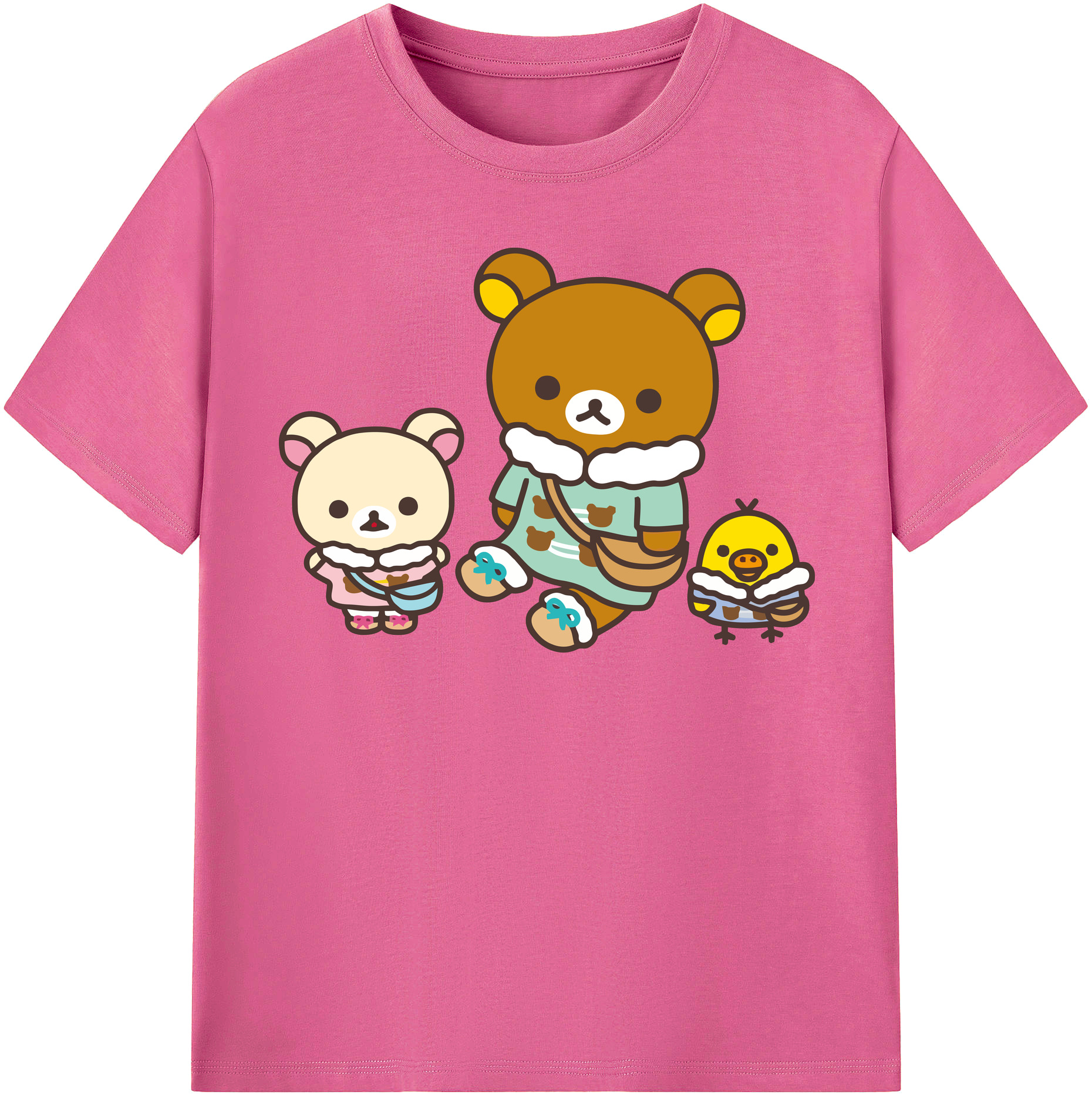 （画像用） リラックマ リラックマ キイロイトリ Rilakkuma Korilakkuma Kiiroitori レディースカジュアルプリントTシャツ（綿100％）