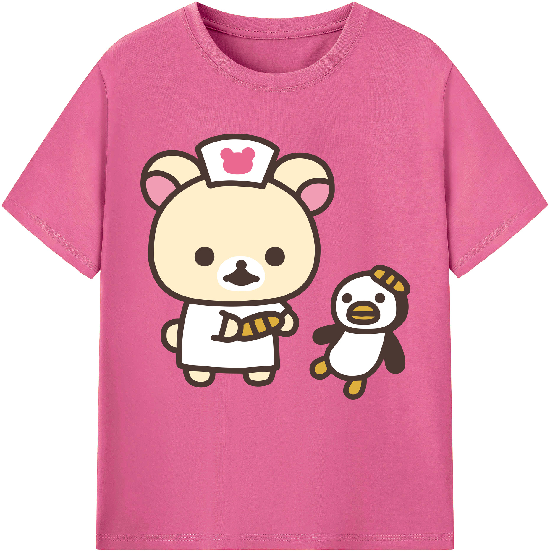 （画像用） リラックマ リラックマ キイロイトリ Rilakkuma Korilakkuma Kiiroitori レディースカジュアルプリントTシャツ（綿100％）