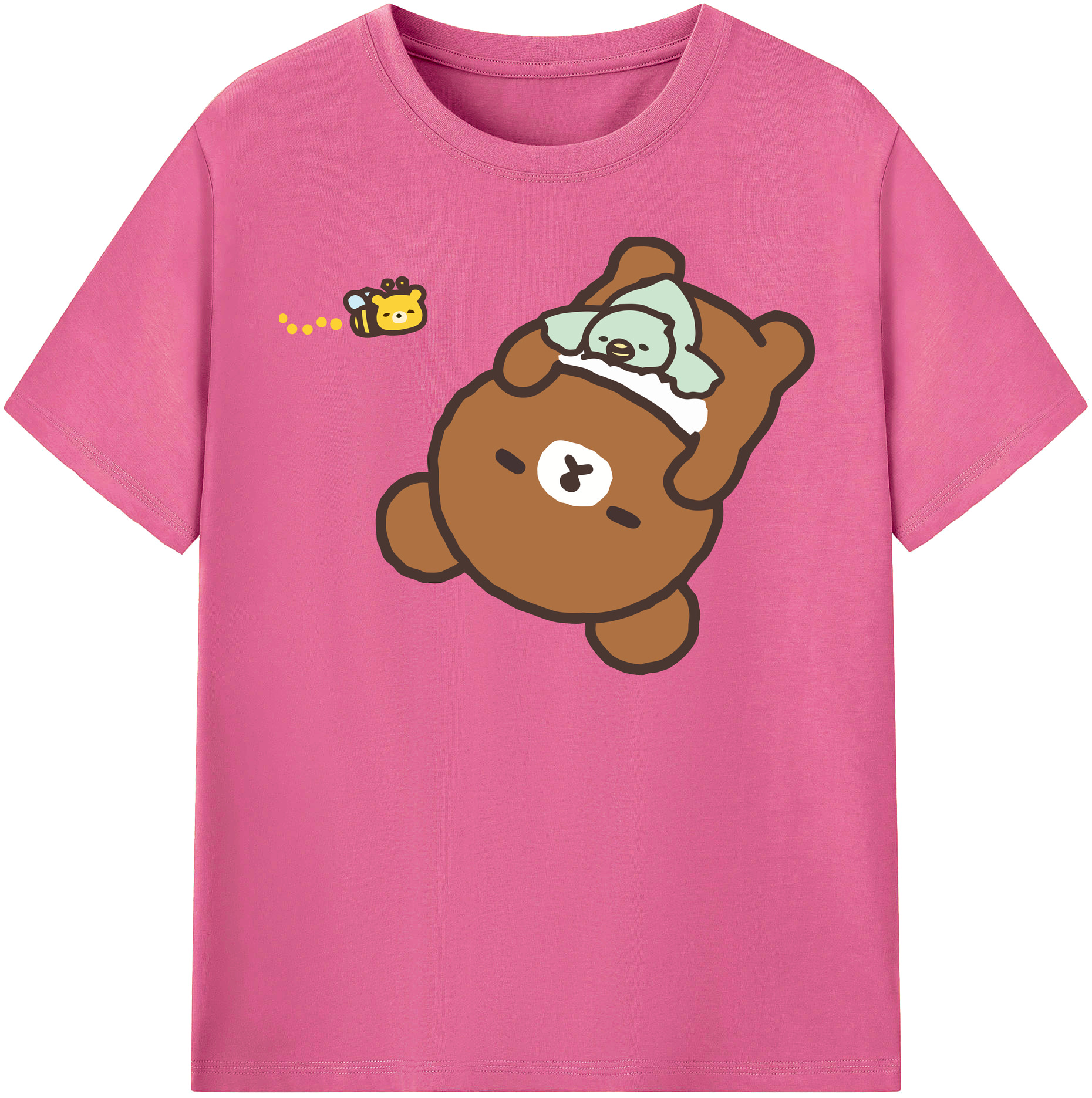 （画像用） リラックマ リラックマ キイロイトリ Rilakkuma Korilakkuma Kiiroitori レディースカジュアルプリントTシャツ（綿100％）