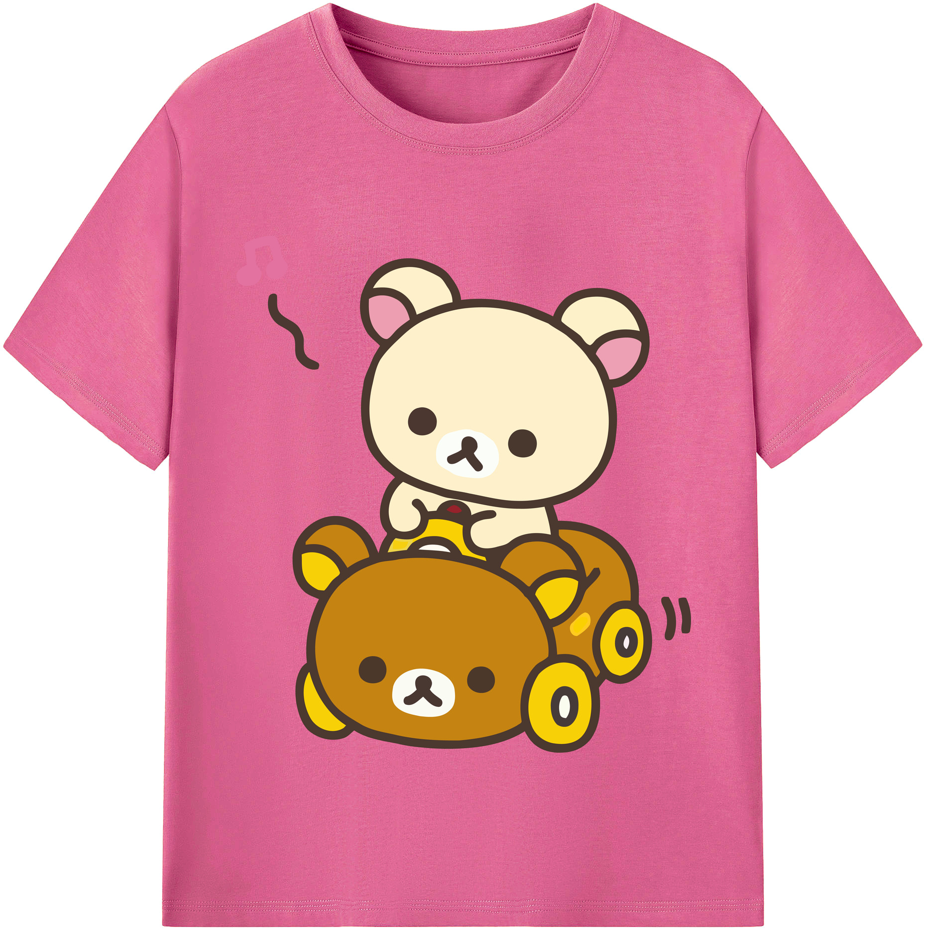 （画像用） リラックマ リラックマ キイロイトリ Rilakkuma Korilakkuma Kiiroitori レディースカジュアルプリントTシャツ（綿100％）