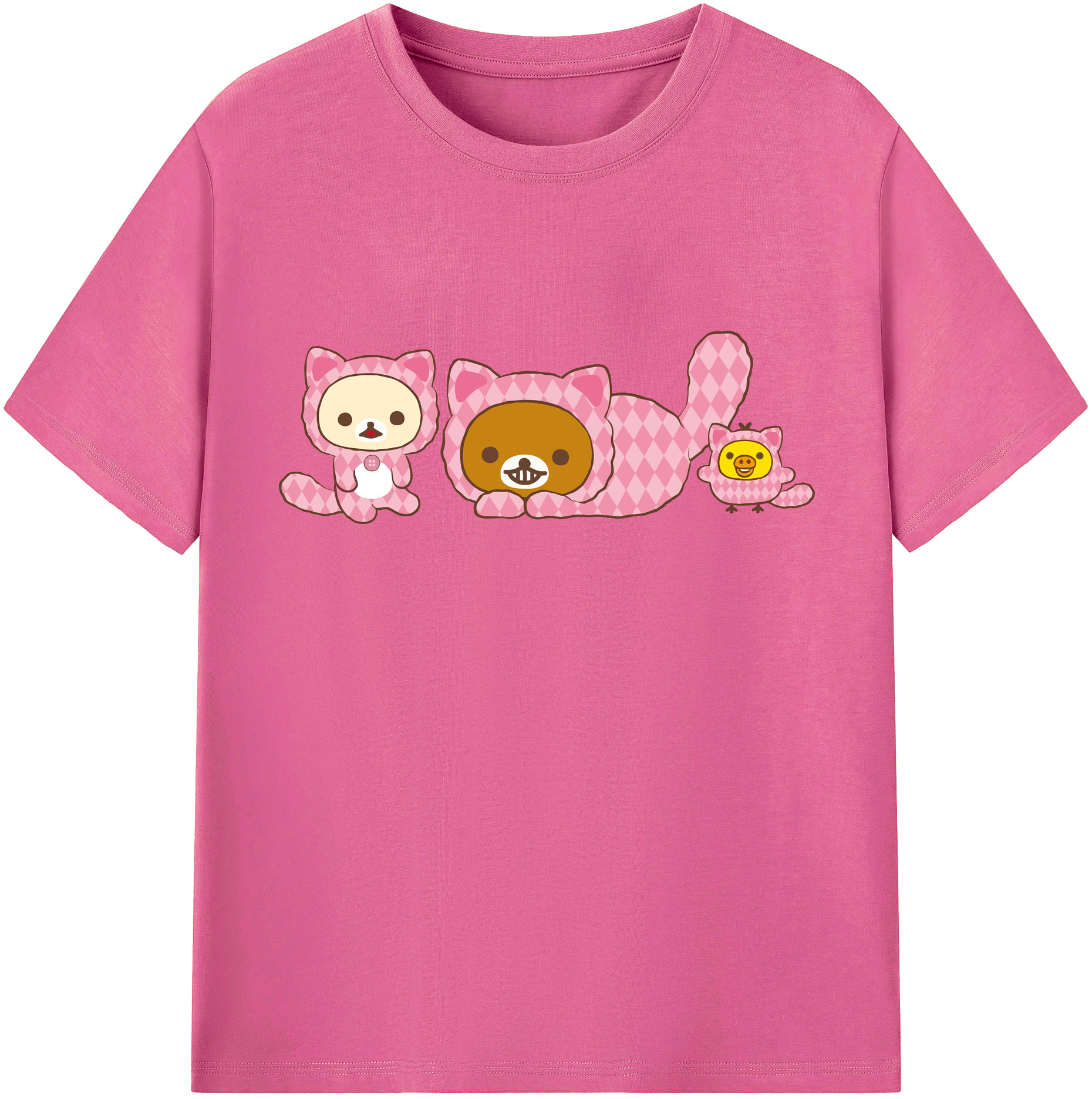 （画像用） リラックマ リラックマ キイロイトリ Rilakkuma Korilakkuma Kiiroitori レディースカジュアルプリントTシャツ（綿100％）
