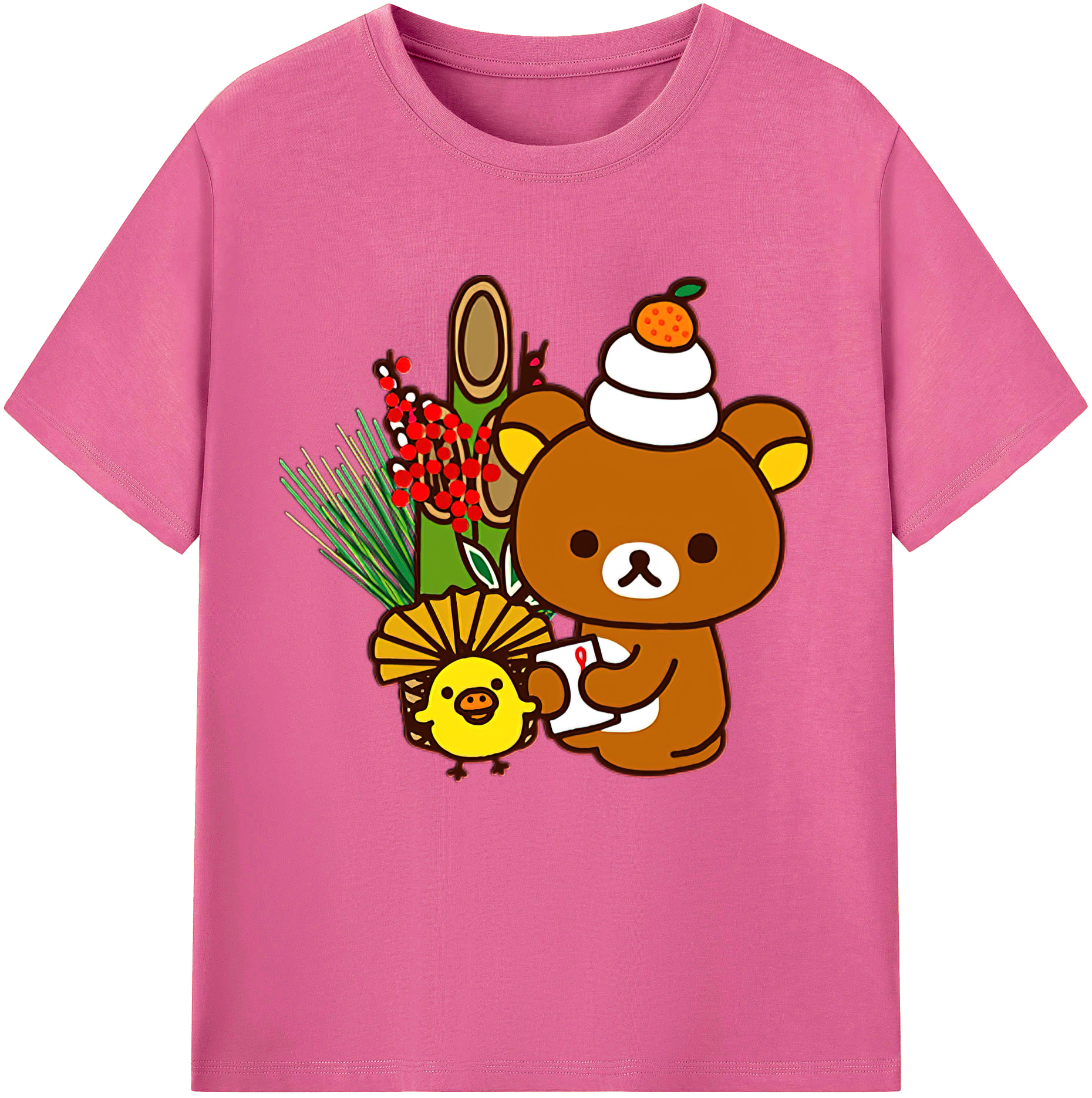 （画像用） リラックマ リラックマ キイロイトリ Rilakkuma Korilakkuma Kiiroitori レディースカジュアルプリントTシャツ（綿100％）