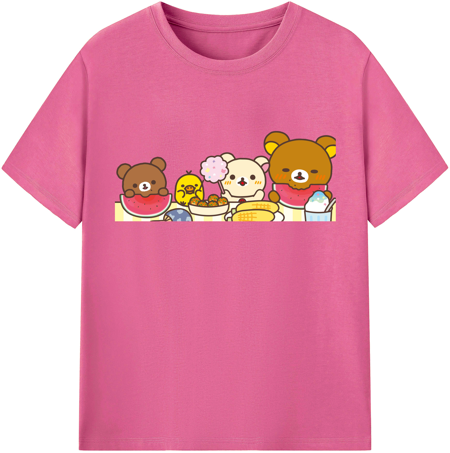 （画像用） リラックマ リラックマ キイロイトリ Rilakkuma Korilakkuma Kiiroitori レディースカジュアルプリントTシャツ（綿100％）