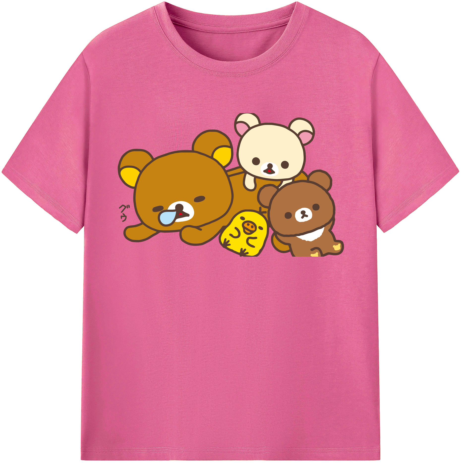 （画像用） リラックマ リラックマ キイロイトリ Rilakkuma Korilakkuma Kiiroitori レディースカジュアルプリントTシャツ（綿100％）