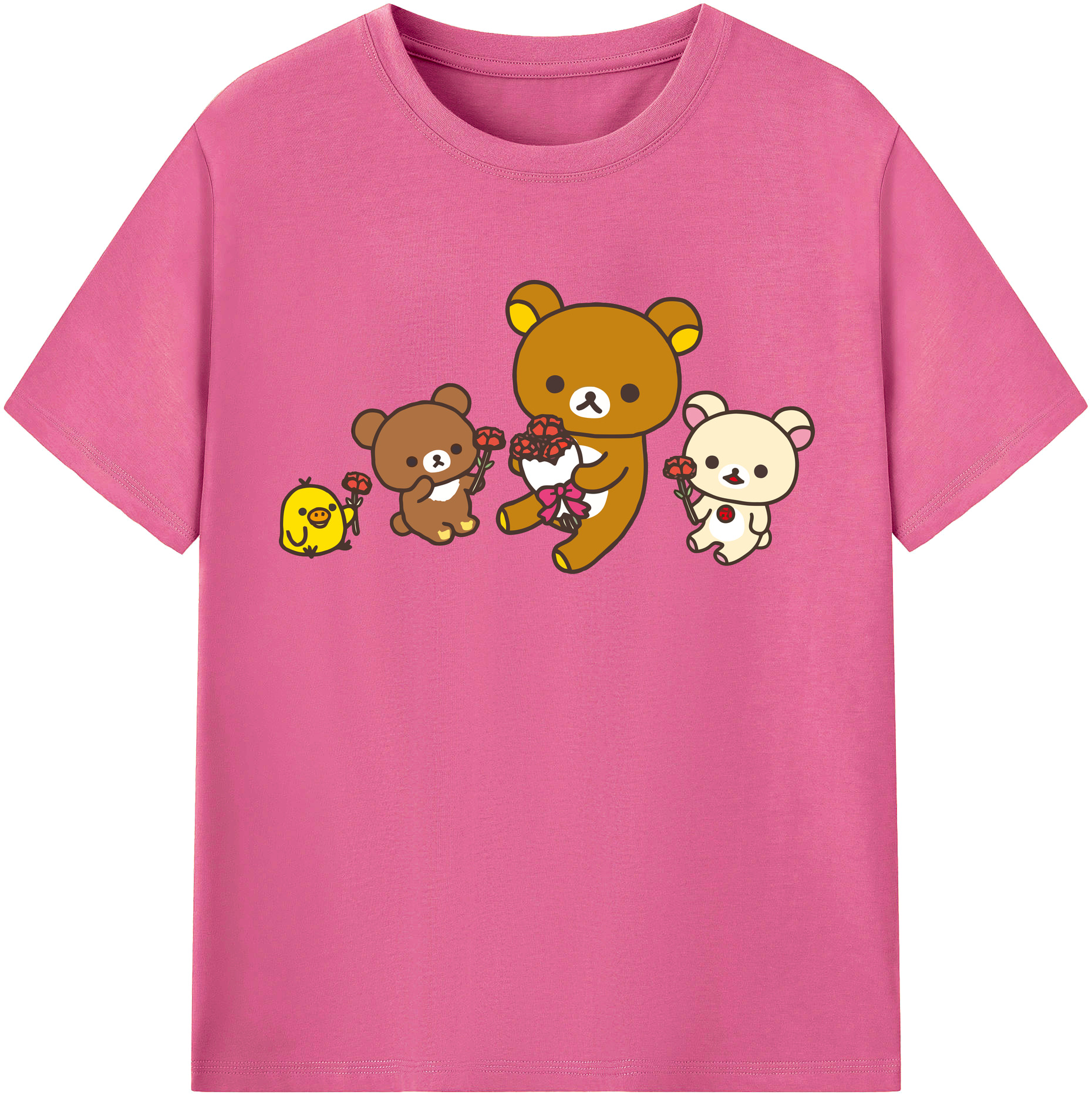 （画像用） リラックマ リラックマ キイロイトリ Rilakkuma Korilakkuma Kiiroitori レディースカジュアルプリントTシャツ（綿100％）