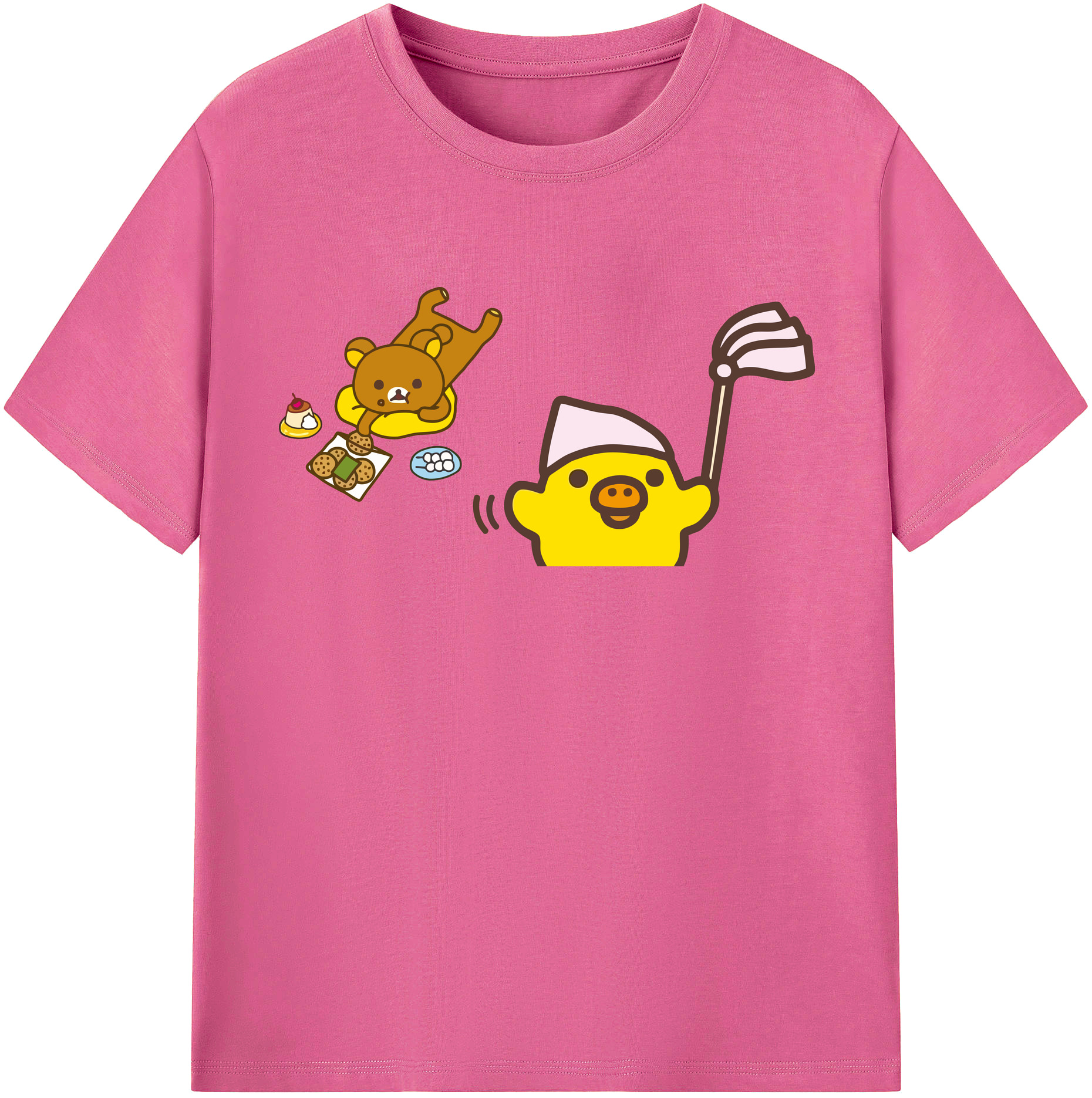 （画像用） リラックマ リラックマ キイロイトリ Rilakkuma Korilakkuma Kiiroitori レディースカジュアルプリントTシャツ（綿100％）