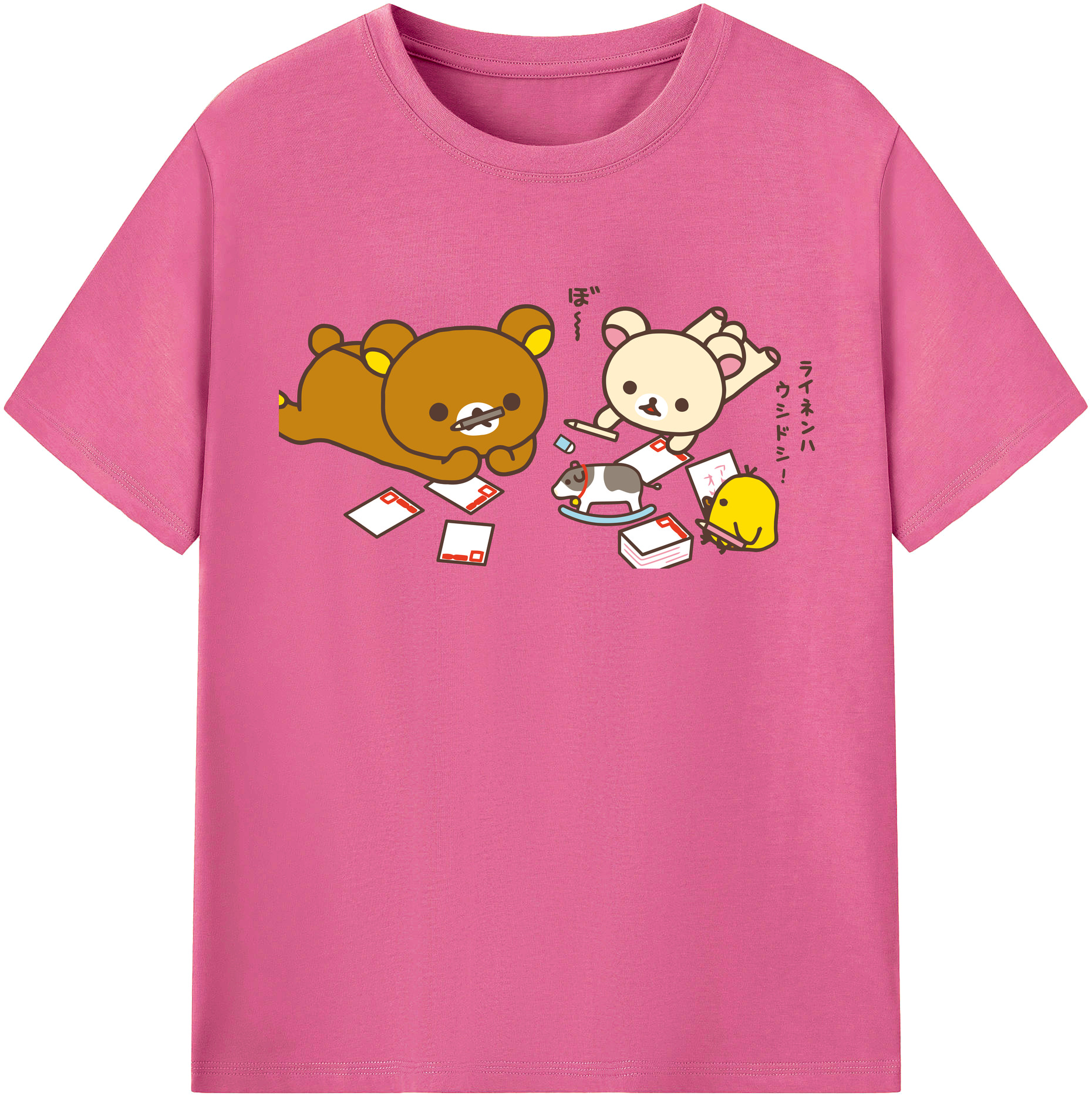 （画像用） リラックマ リラックマ キイロイトリ Rilakkuma Korilakkuma Kiiroitori レディースカジュアルプリントTシャツ（綿100％）