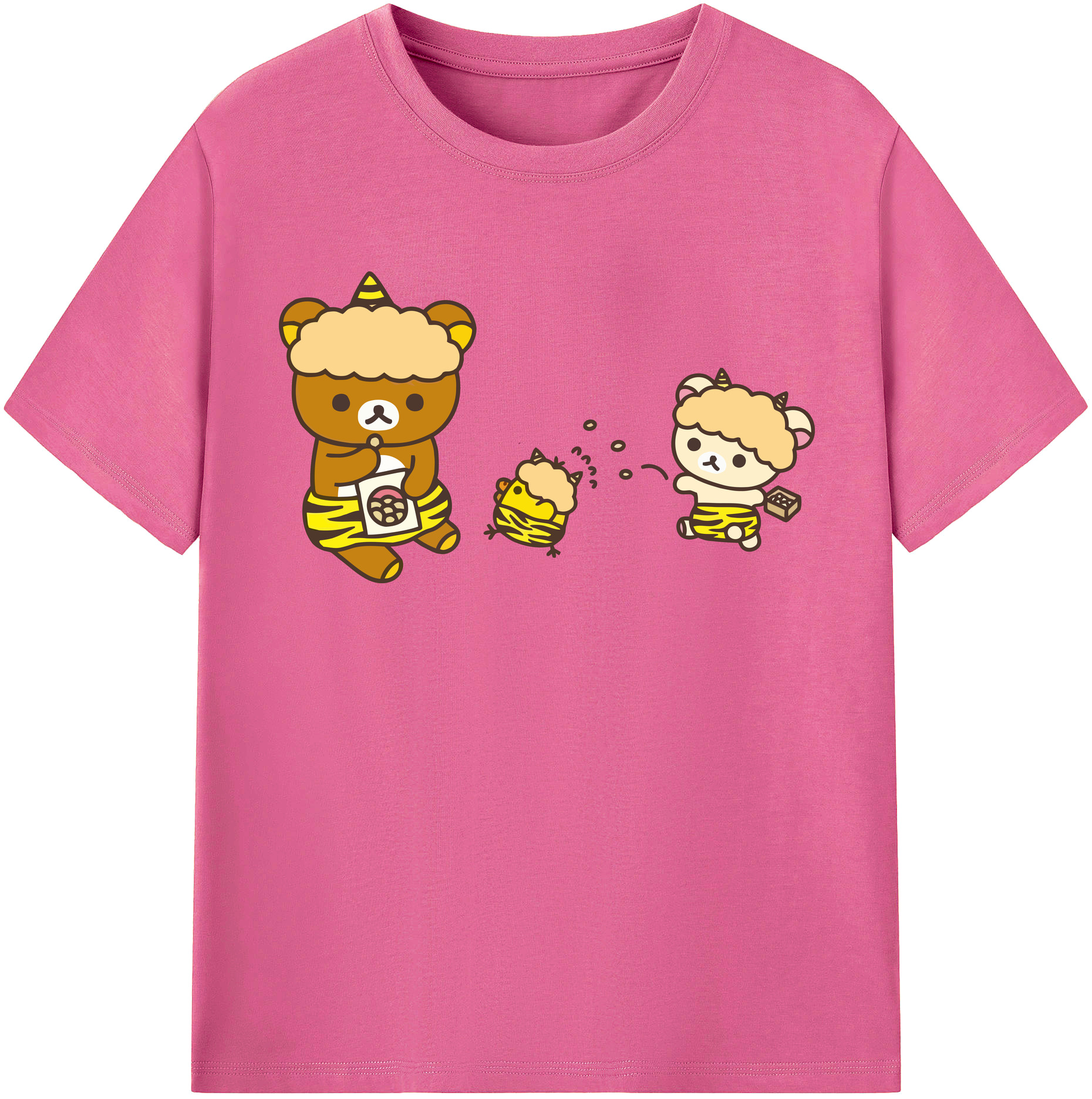 （画像用） リラックマ リラックマ キイロイトリ Rilakkuma Korilakkuma Kiiroitori レディースカジュアルプリントTシャツ（綿100％）