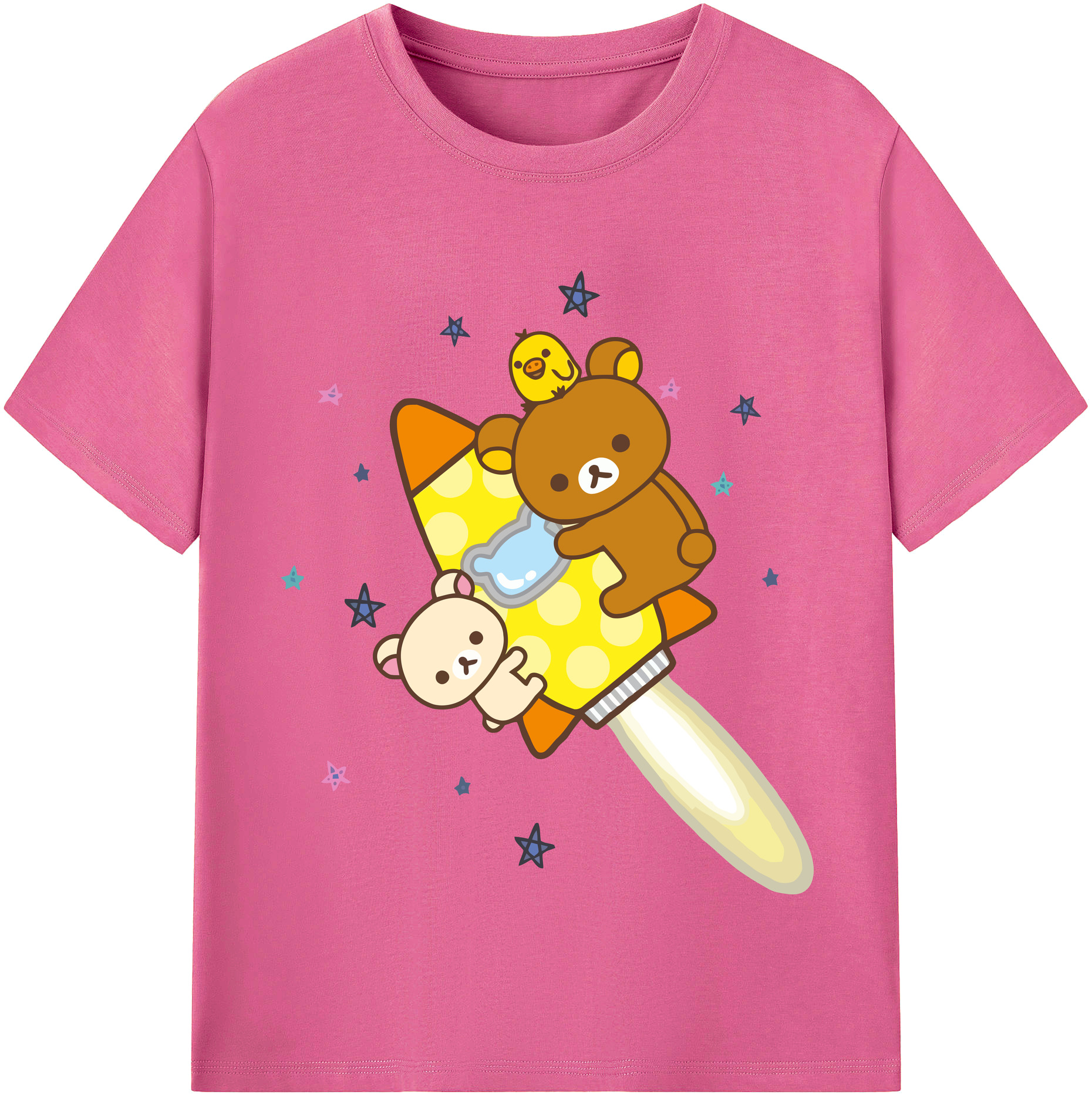 （画像用） リラックマ リラックマ キイロイトリ Rilakkuma Korilakkuma Kiiroitori レディースカジュアルプリントTシャツ（綿100％）