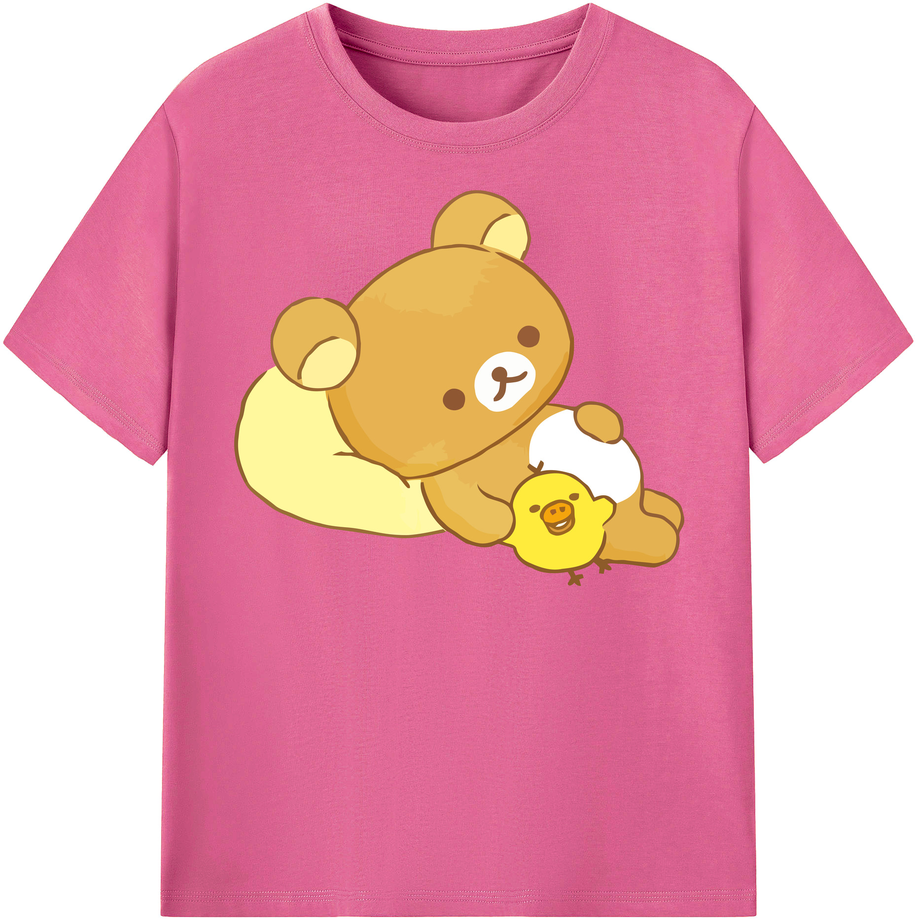 （画像用） リラックマ リラックマ キイロイトリ Rilakkuma Korilakkuma Kiiroitori レディースカジュアルプリントTシャツ（綿100％）