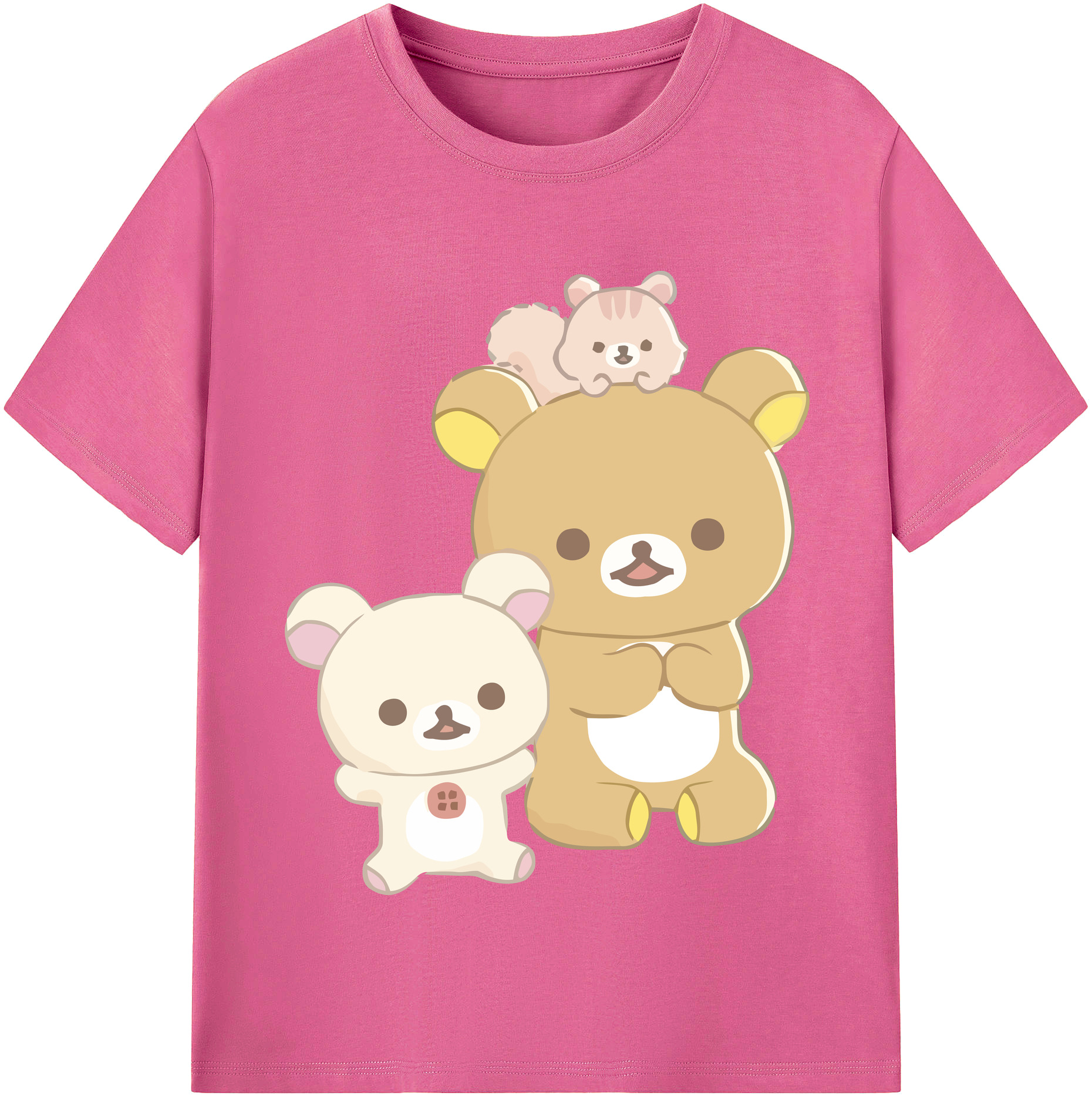 （画像用） リラックマ リラックマ キイロイトリ Rilakkuma Korilakkuma Kiiroitori レディースカジュアルプリントTシャツ（綿100％）