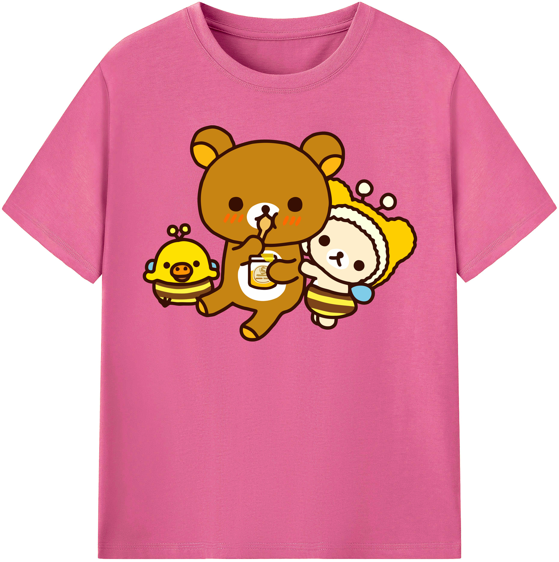 （画像用） リラックマ リラックマ キイロイトリ Rilakkuma Korilakkuma Kiiroitori レディースカジュアルプリントTシャツ（綿100％）