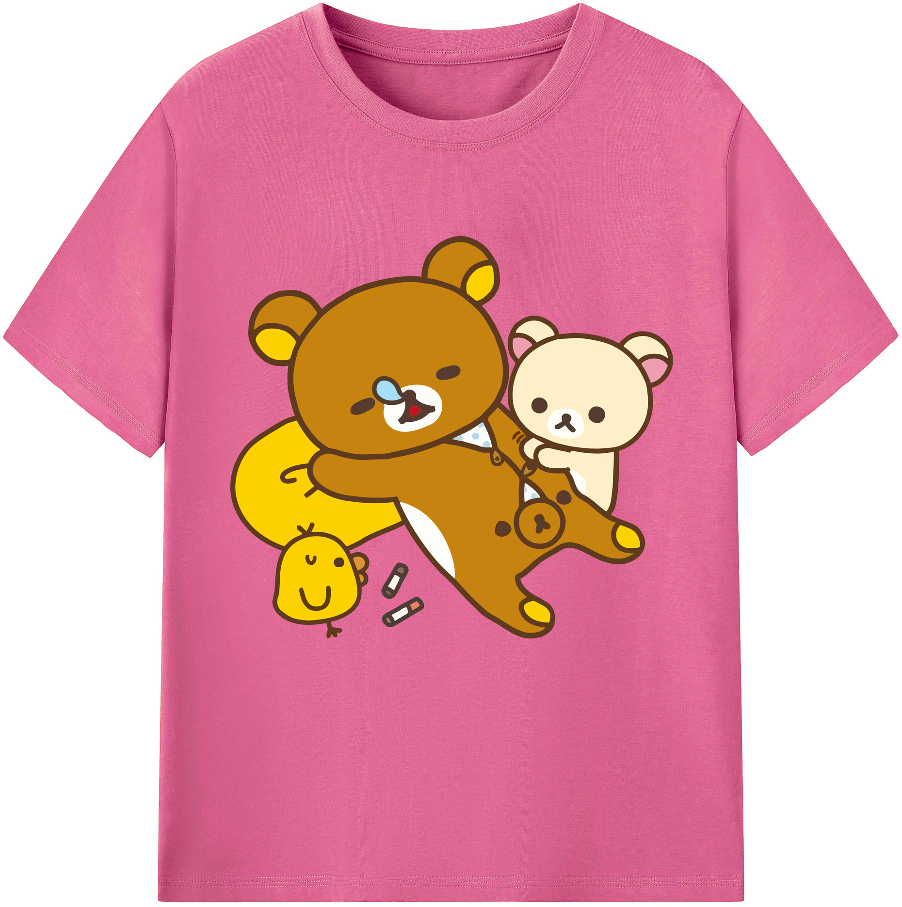 （画像用） リラックマ リラックマ キイロイトリ Rilakkuma Korilakkuma Kiiroitori レディースカジュアルプリントTシャツ（綿100％）