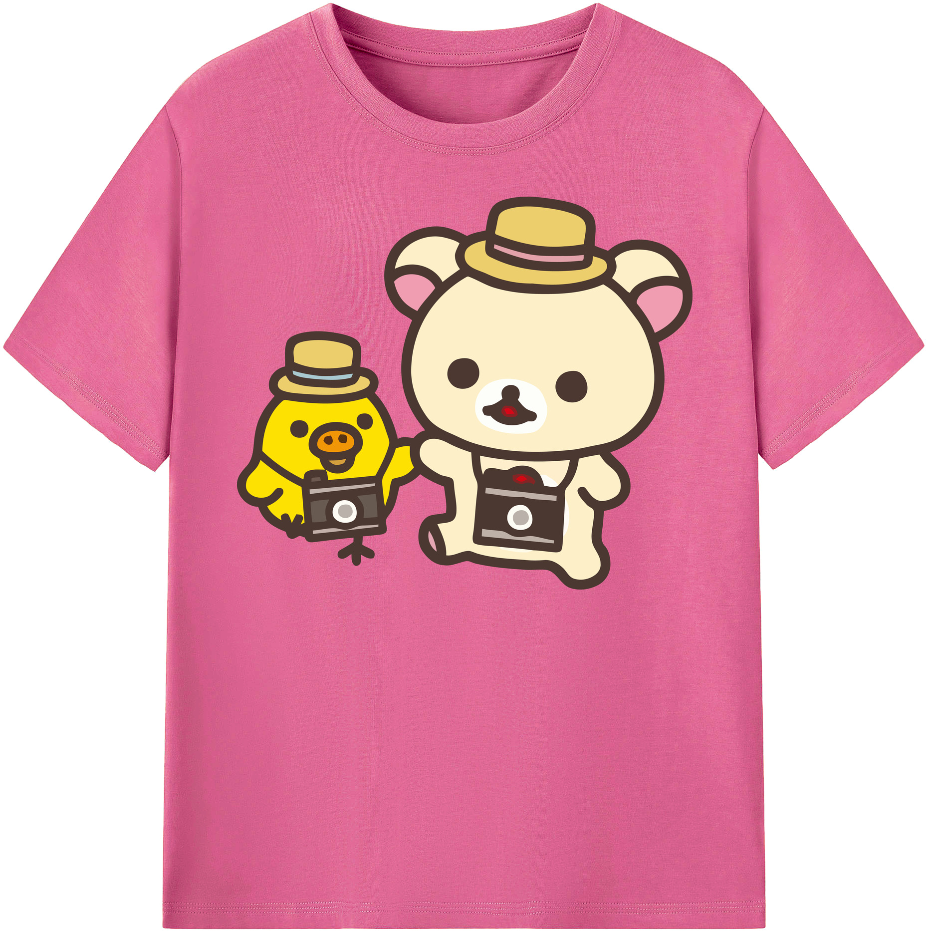 （画像用） リラックマ リラックマ キイロイトリ Rilakkuma Korilakkuma Kiiroitori レディースカジュアルプリントTシャツ（綿100％）