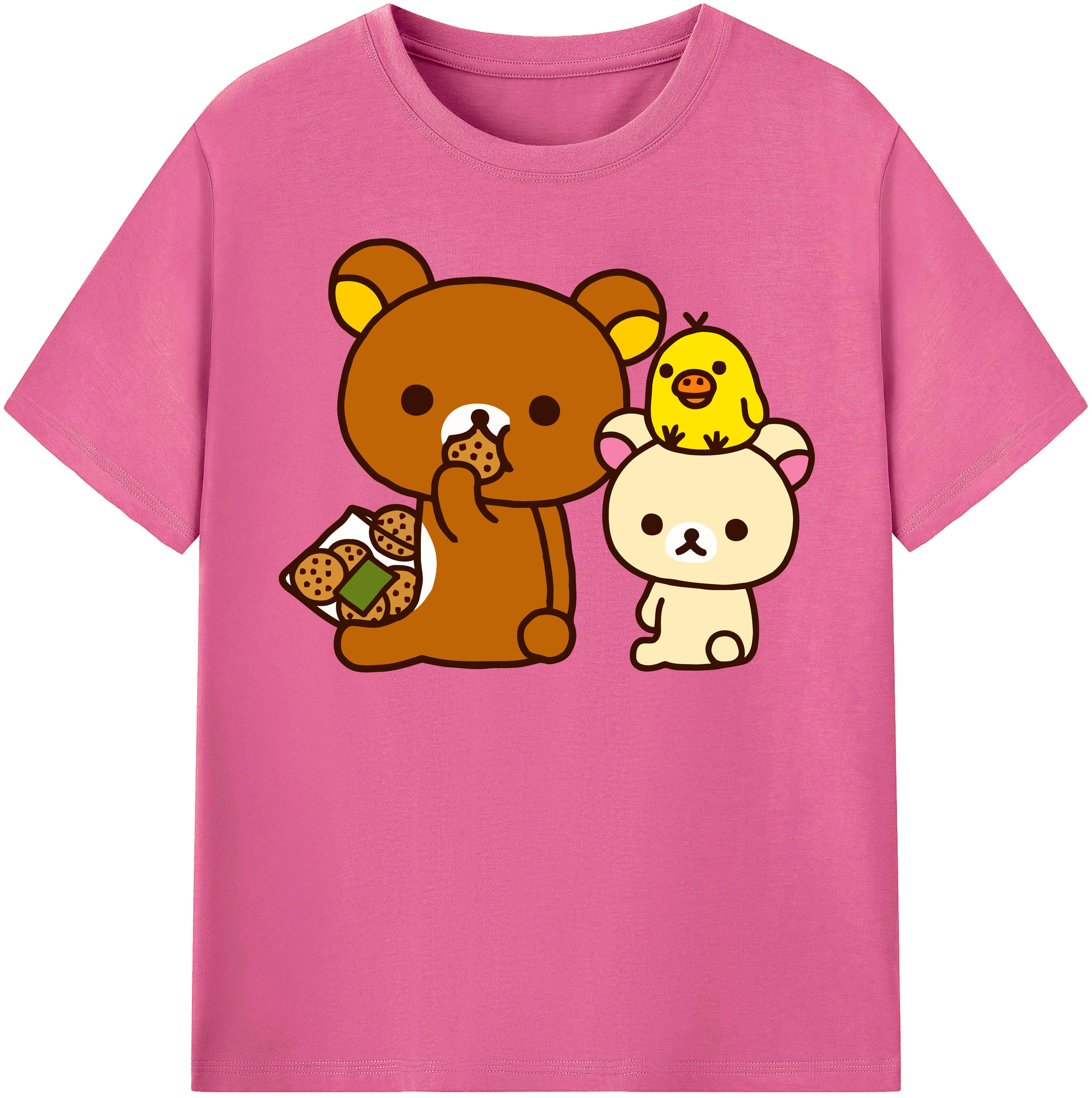 （画像用） リラックマ リラックマ キイロイトリ Rilakkuma Korilakkuma Kiiroitori レディースカジュアルプリントTシャツ（綿100％）
