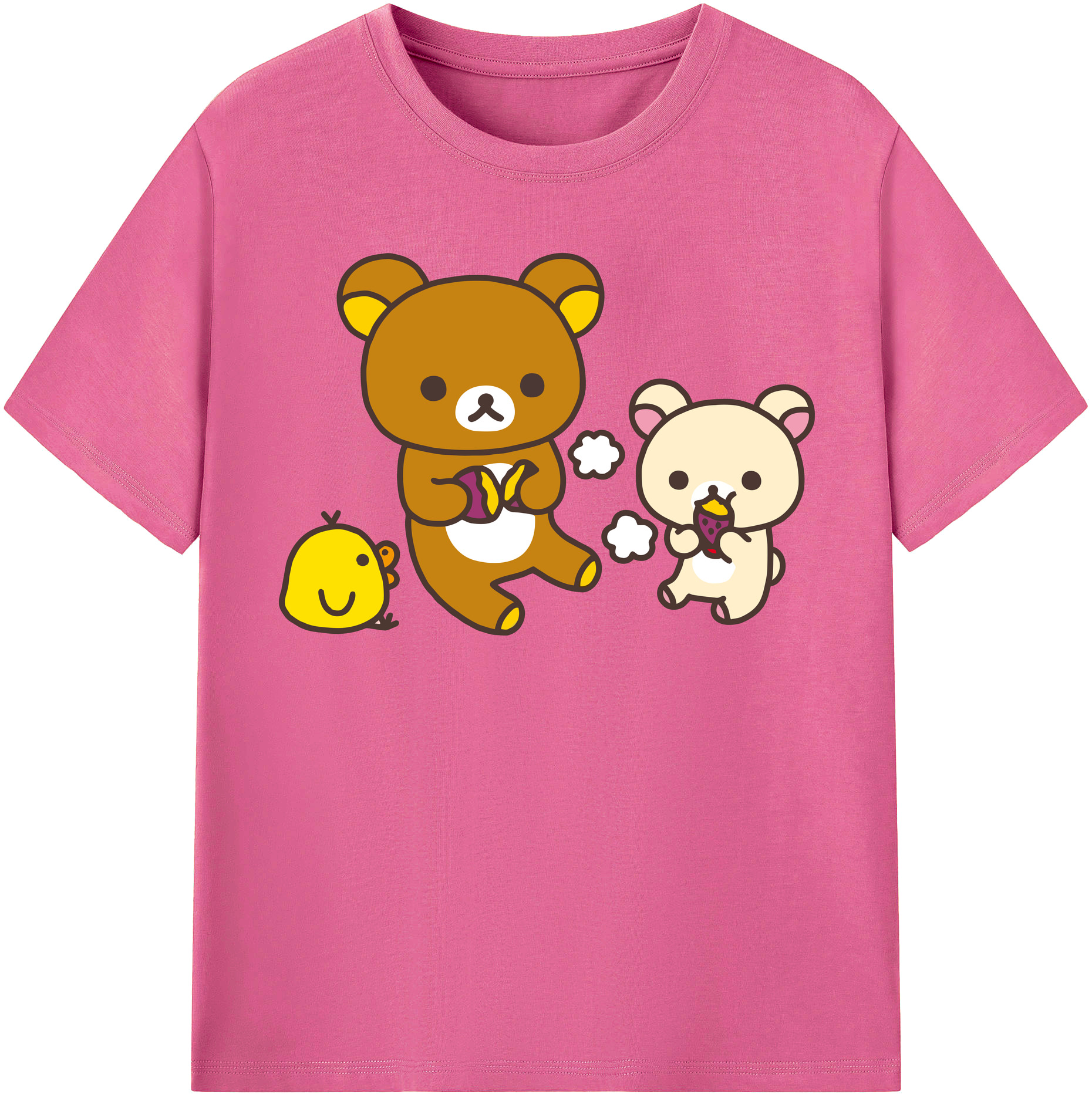 （画像用） リラックマ リラックマ キイロイトリ Rilakkuma Korilakkuma Kiiroitori レディースカジュアルプリントTシャツ（綿100％）