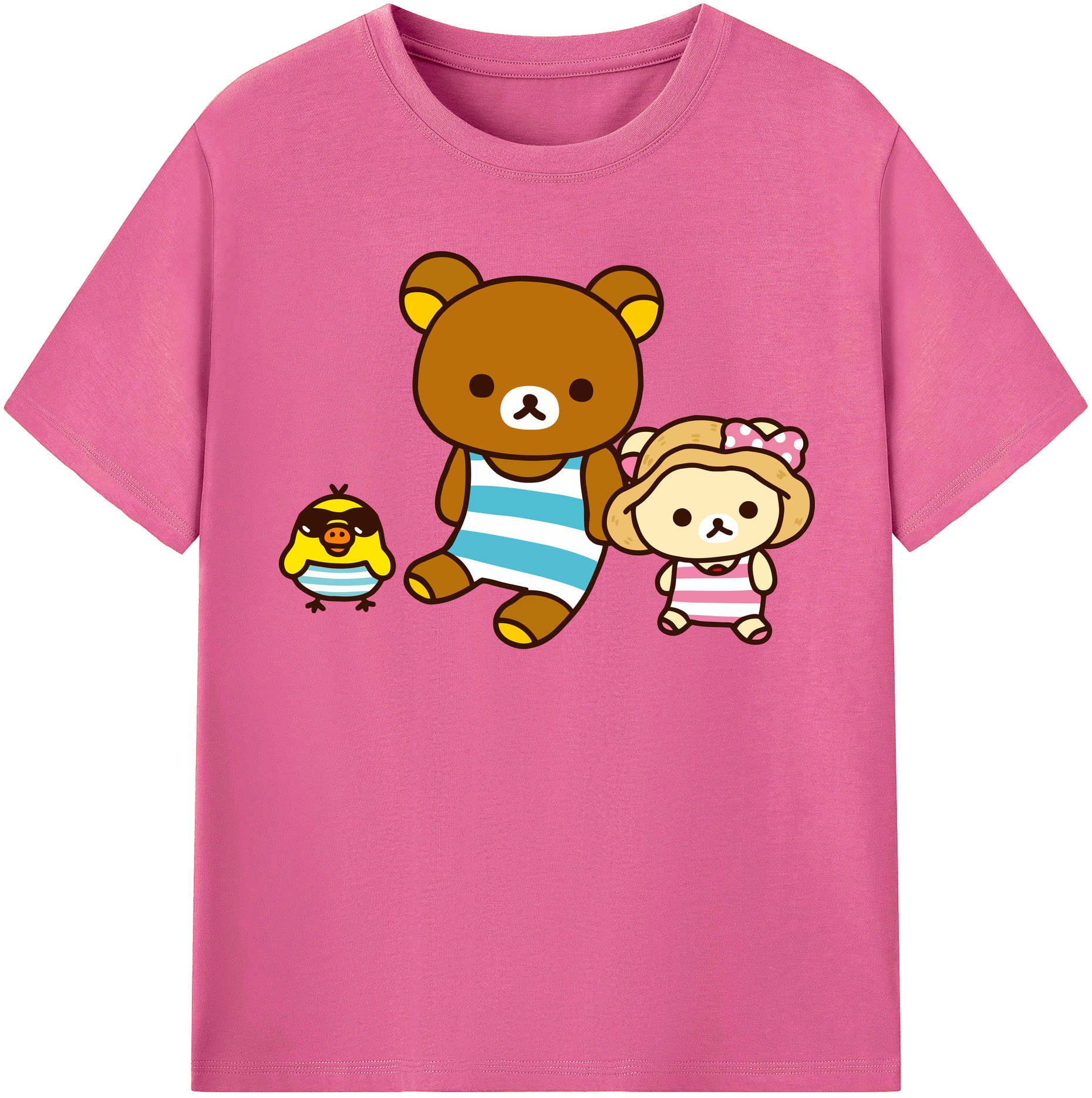 （画像用） リラックマ リラックマ キイロイトリ Rilakkuma Korilakkuma Kiiroitori レディースカジュアルプリントTシャツ（綿100％）