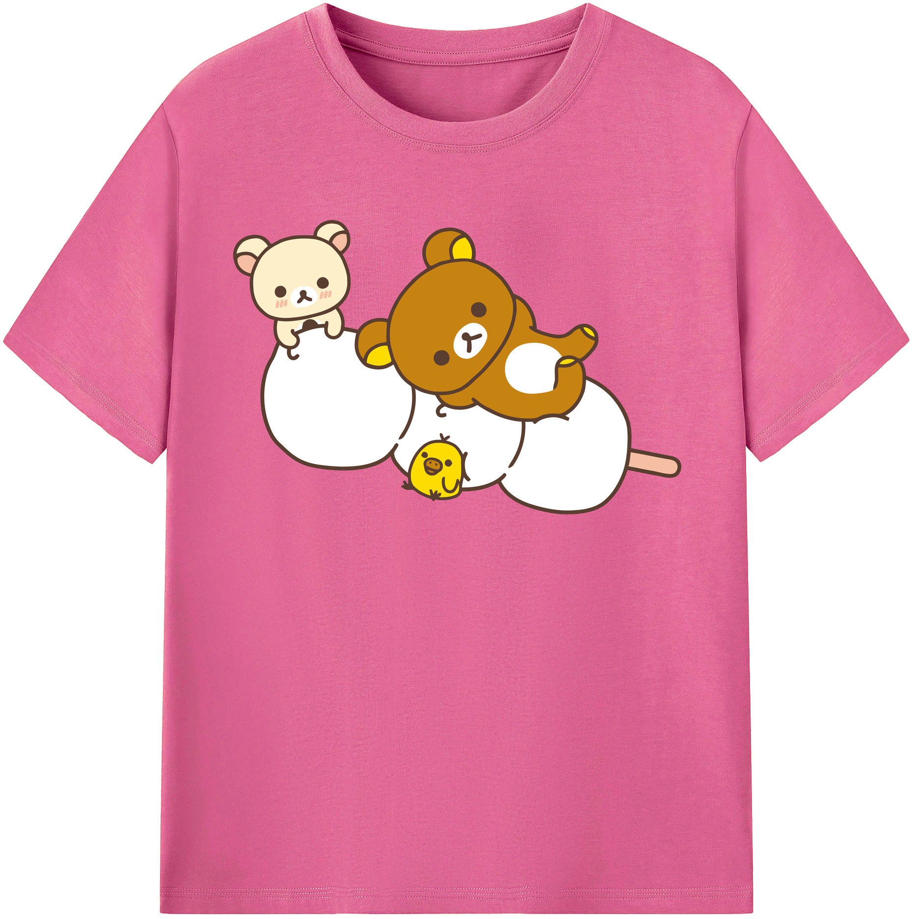（画像用） リラックマ リラックマ キイロイトリ Rilakkuma Korilakkuma Kiiroitori レディースカジュアルプリントTシャツ（綿100％）